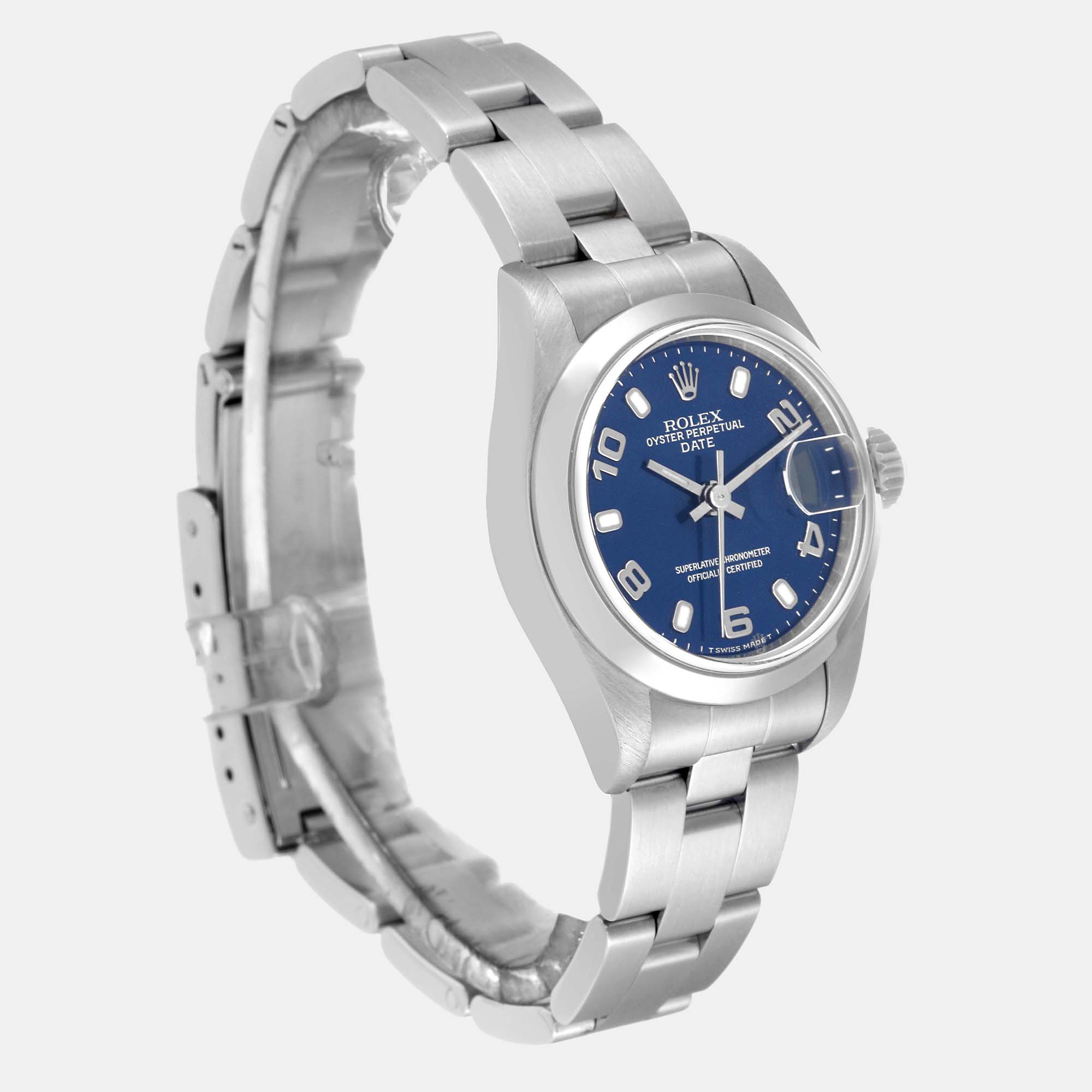 Rolex Date Blue Dial Oyster Bracelet Steel Ladies Watch 69160 26 Mm