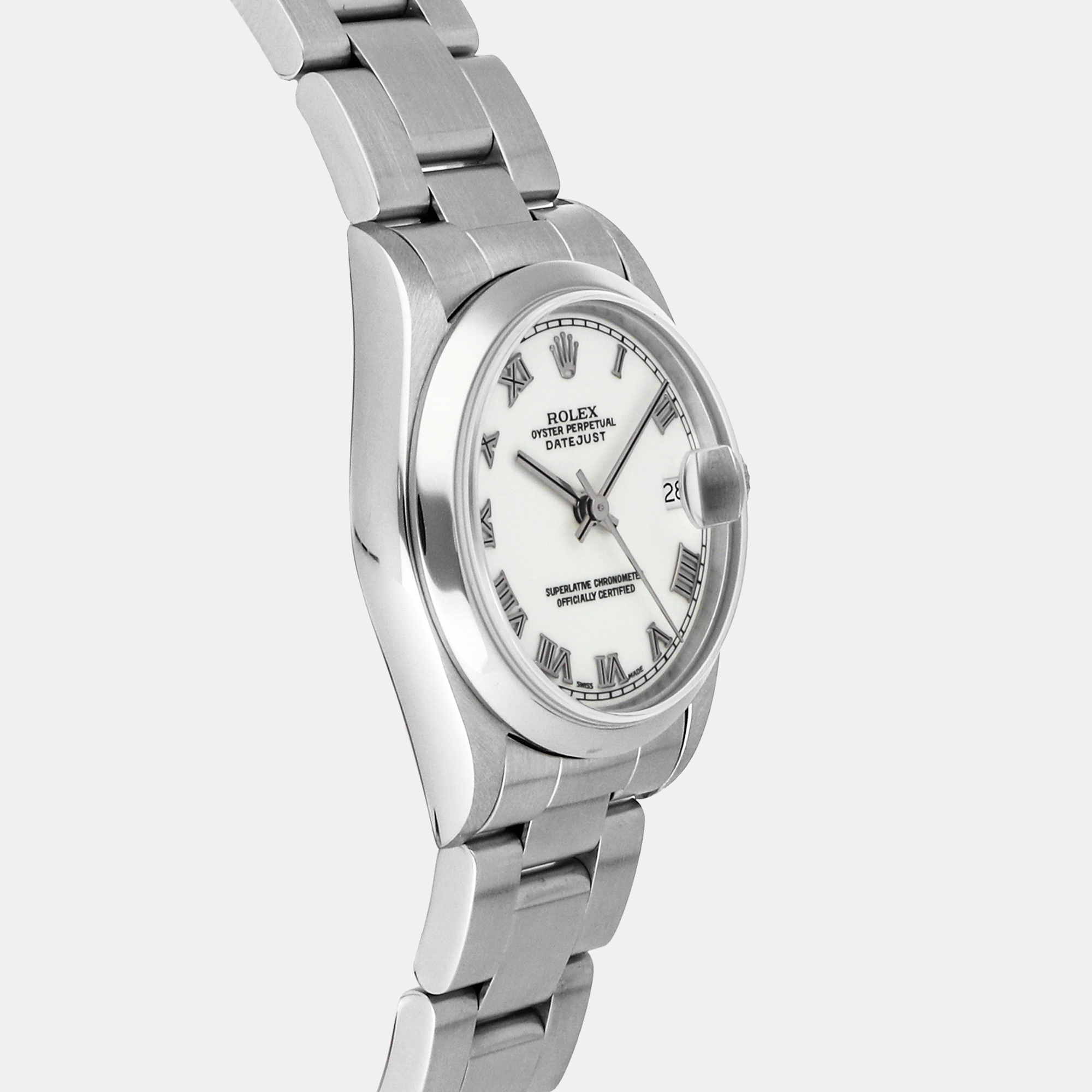 Rolex White Stainless Steel Datejust 68240 Women's Wristwatch 31 Mm