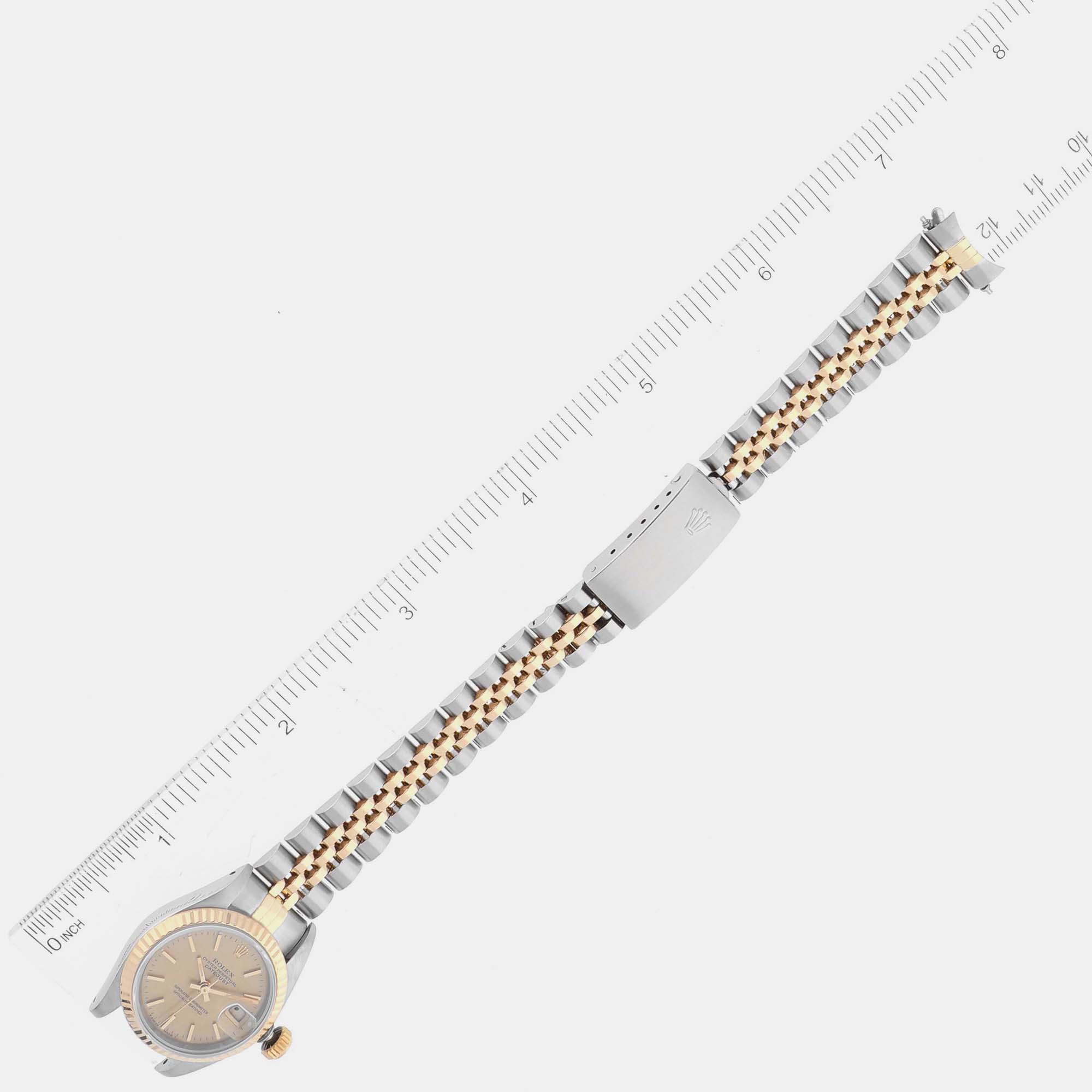 Rolex Datejust Steel Yellow Gold Champagne Linen Dial Ladies Watch 69173 26 Mm