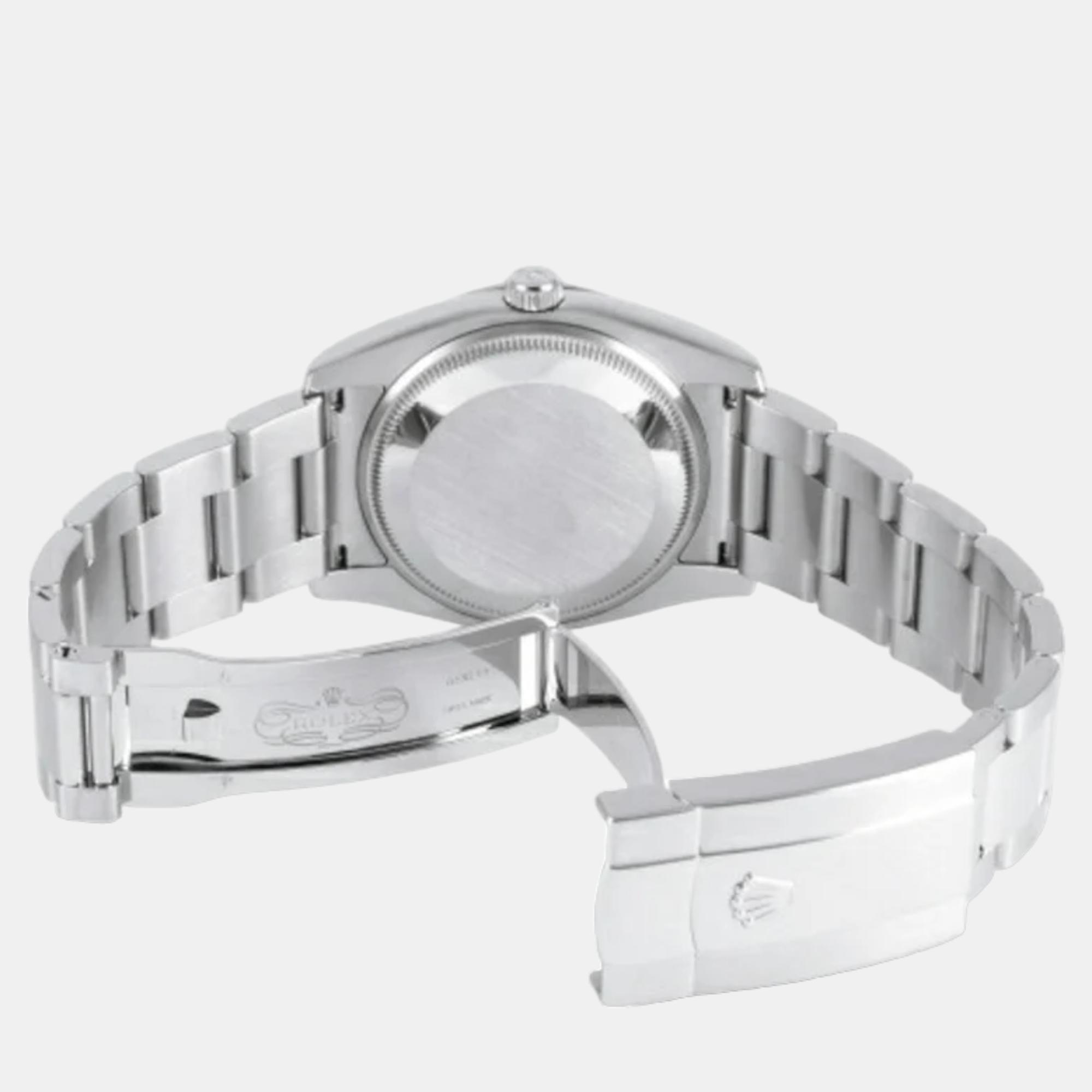 Rolex White 18k White Gold And Stainless Steel Oyster Perpetual 115234 Automatic Women's Wristwatch 34 Mm