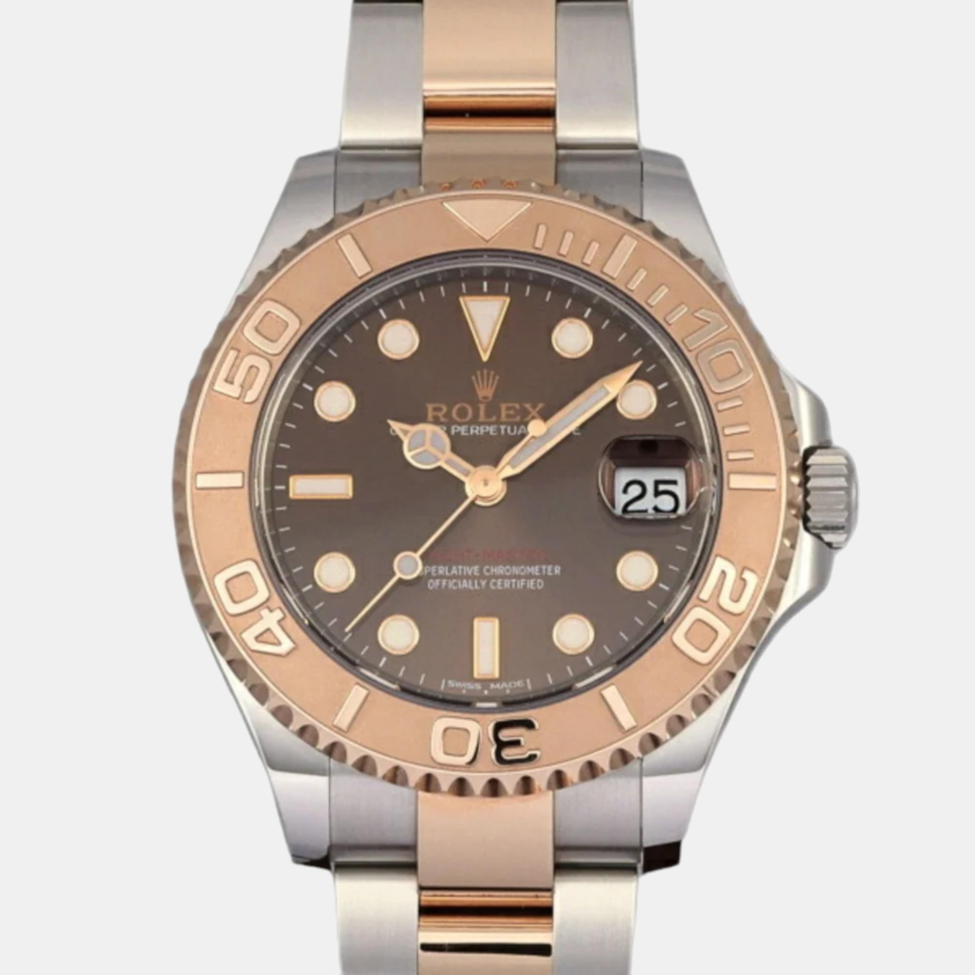 Rolex Brown 18k Rose Gold And Stainless Steel Yacht-Master 268621 Automatic Women's Wristwatch 37 Mm