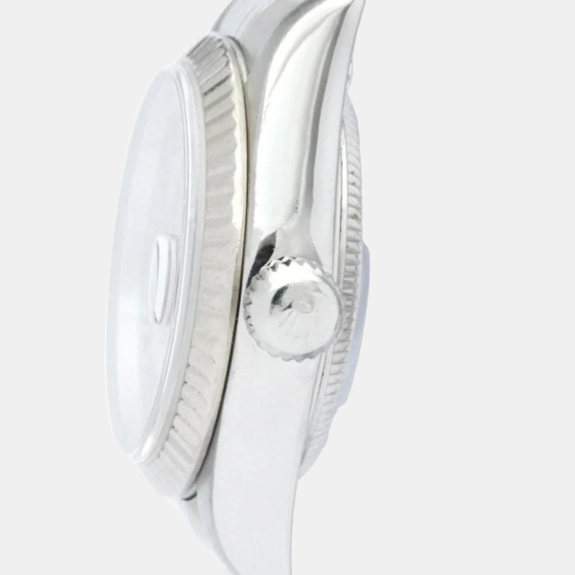 Rolex Silver 18k White Gold And Stainless Steel Datejust 79174 Automatic Women's Wristwatch 26 mm
Rolex Silver 18k White Gold And Stainless Steel Datejust 79174 Automatic Women's Wristwatch 26 mm
