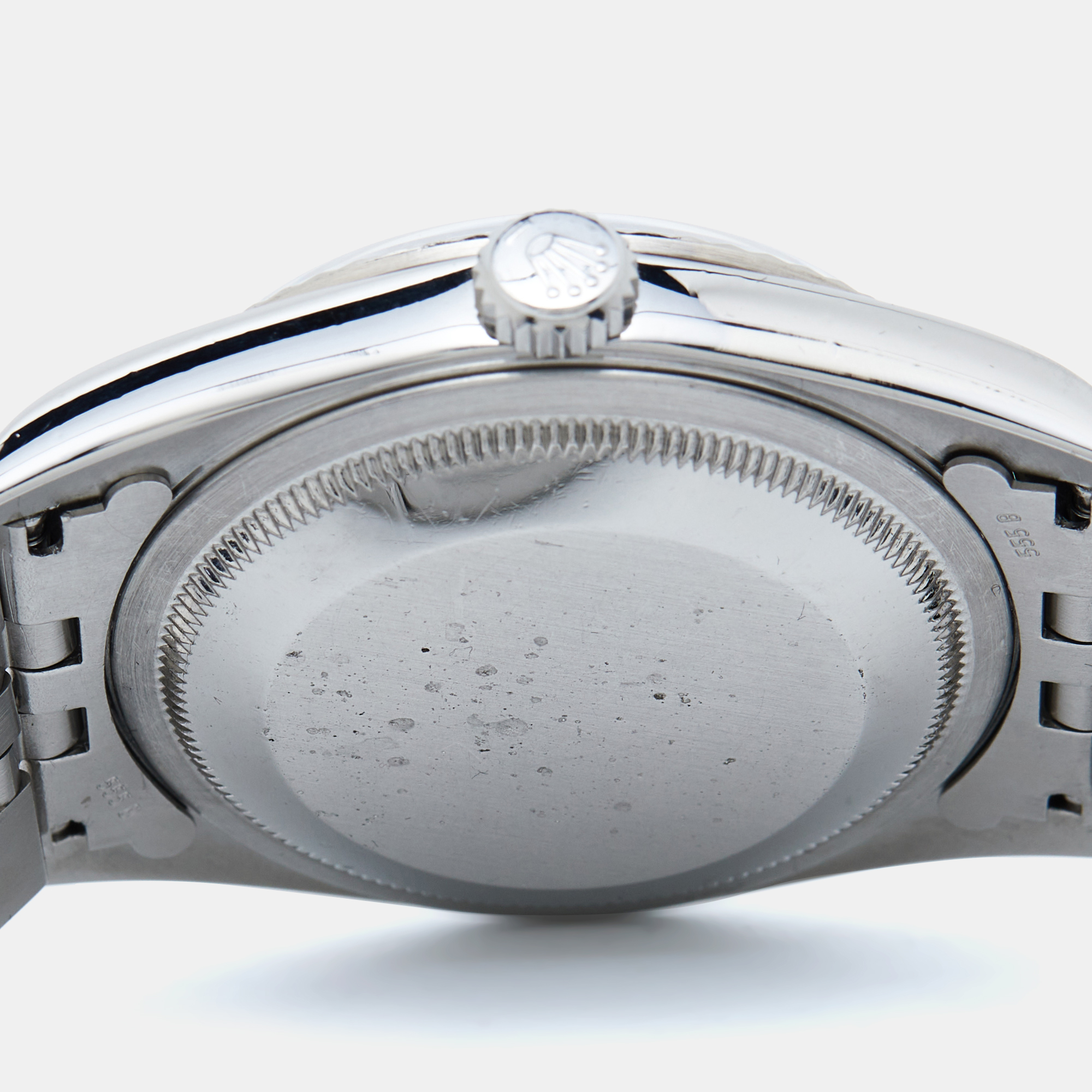 Rolex Silver Sunburst 18K White Gold Stainless Steel Datejust 16234 Men's Wristwatch 36 Mm
