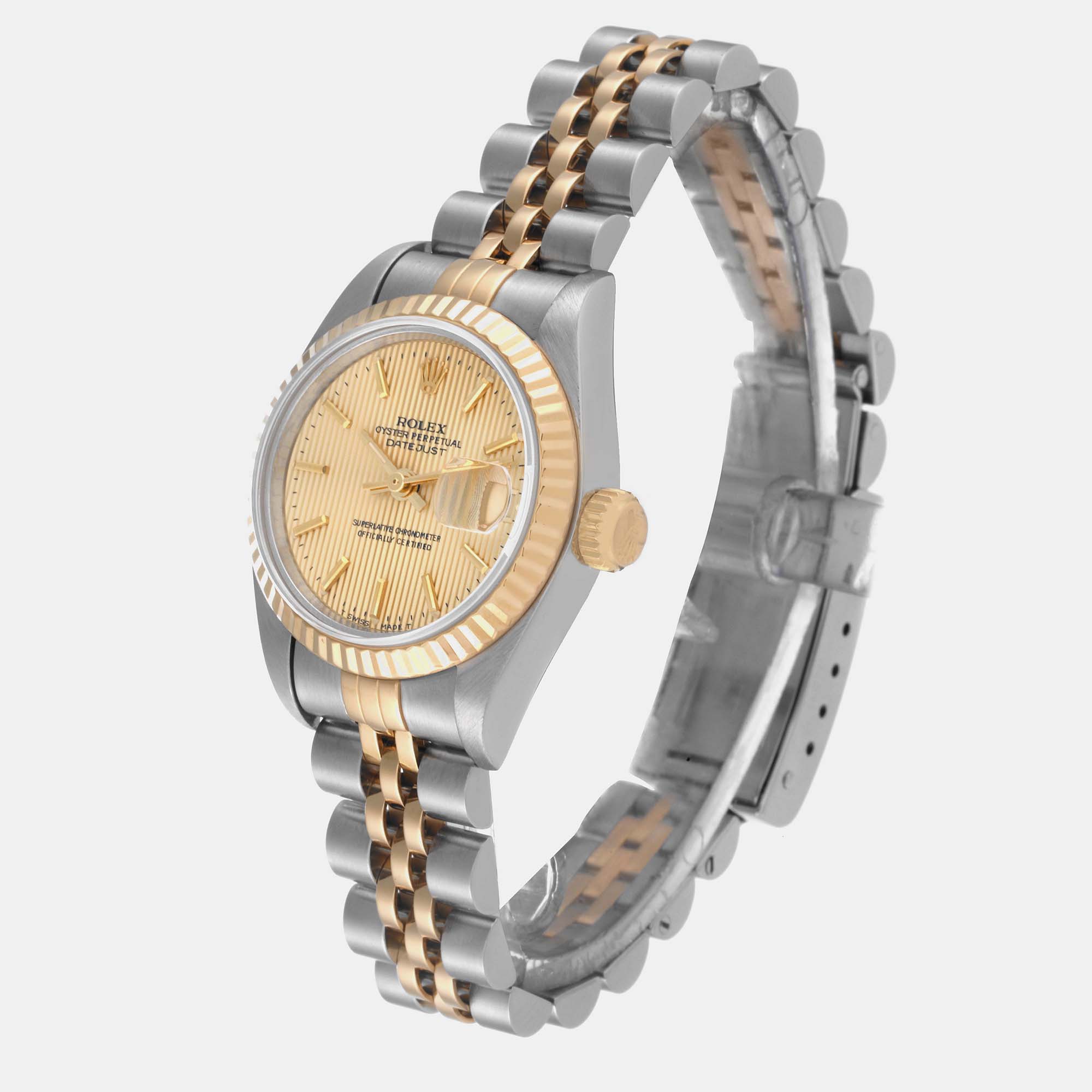 Rolex Datejust Steel Yellow Gold Tapestry Dial Ladies Watch 69173 26 Mm
