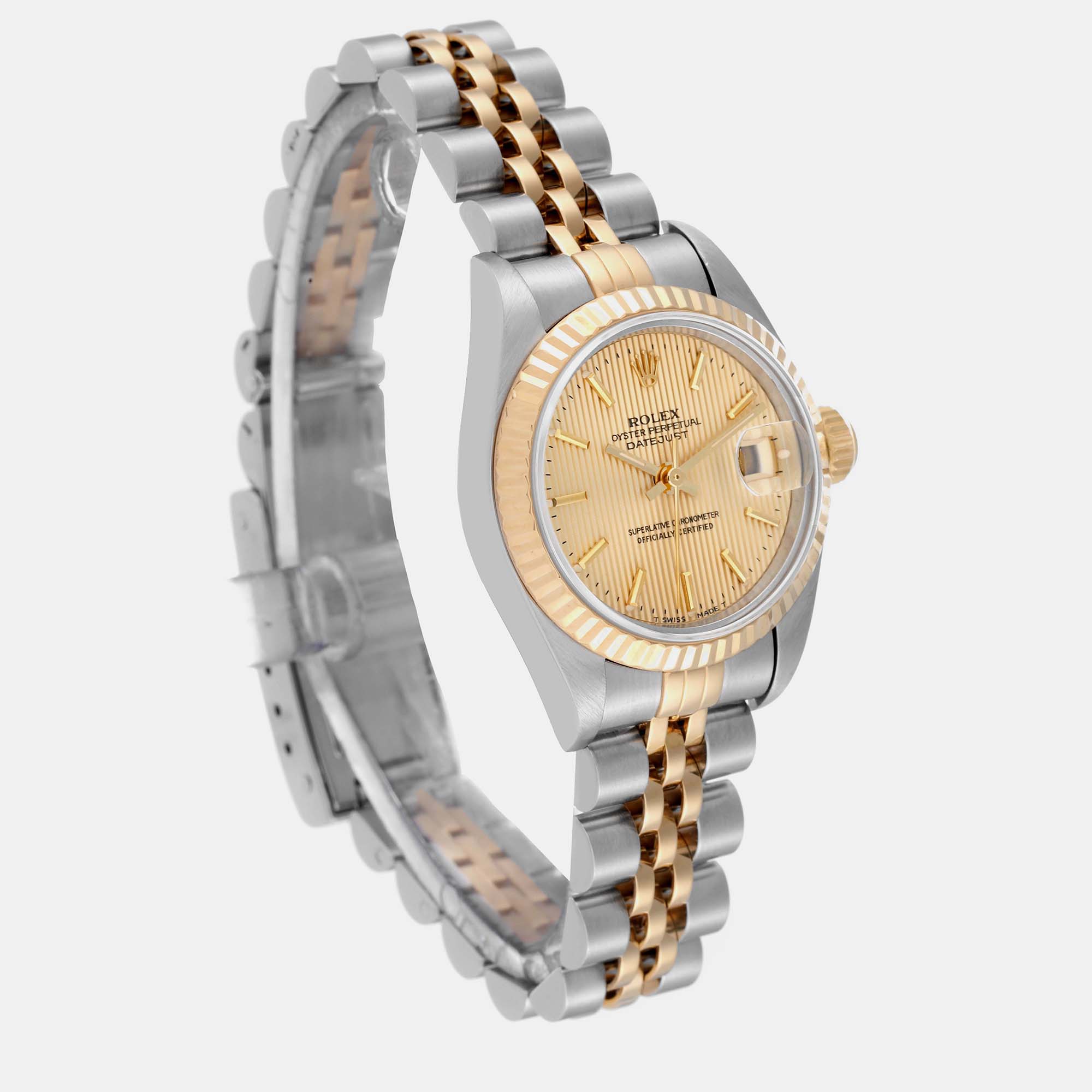 Rolex Datejust Steel Yellow Gold Tapestry Dial Ladies Watch 69173 26 Mm