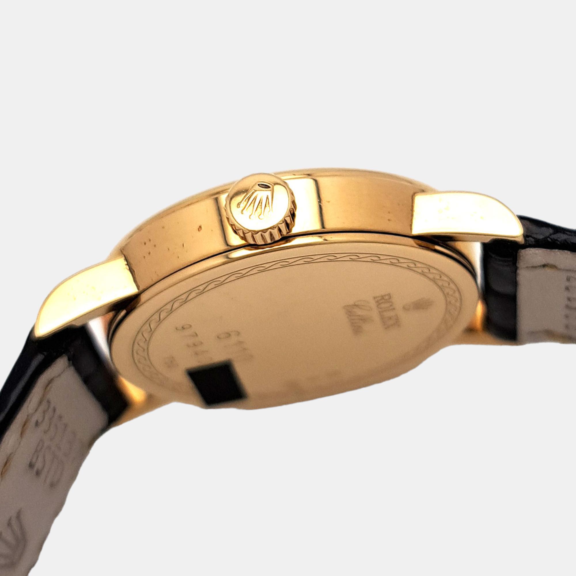 Rolex Gold 18k Yellow Gold Cellini Quartz Women's Wristwatch 26 Mm
