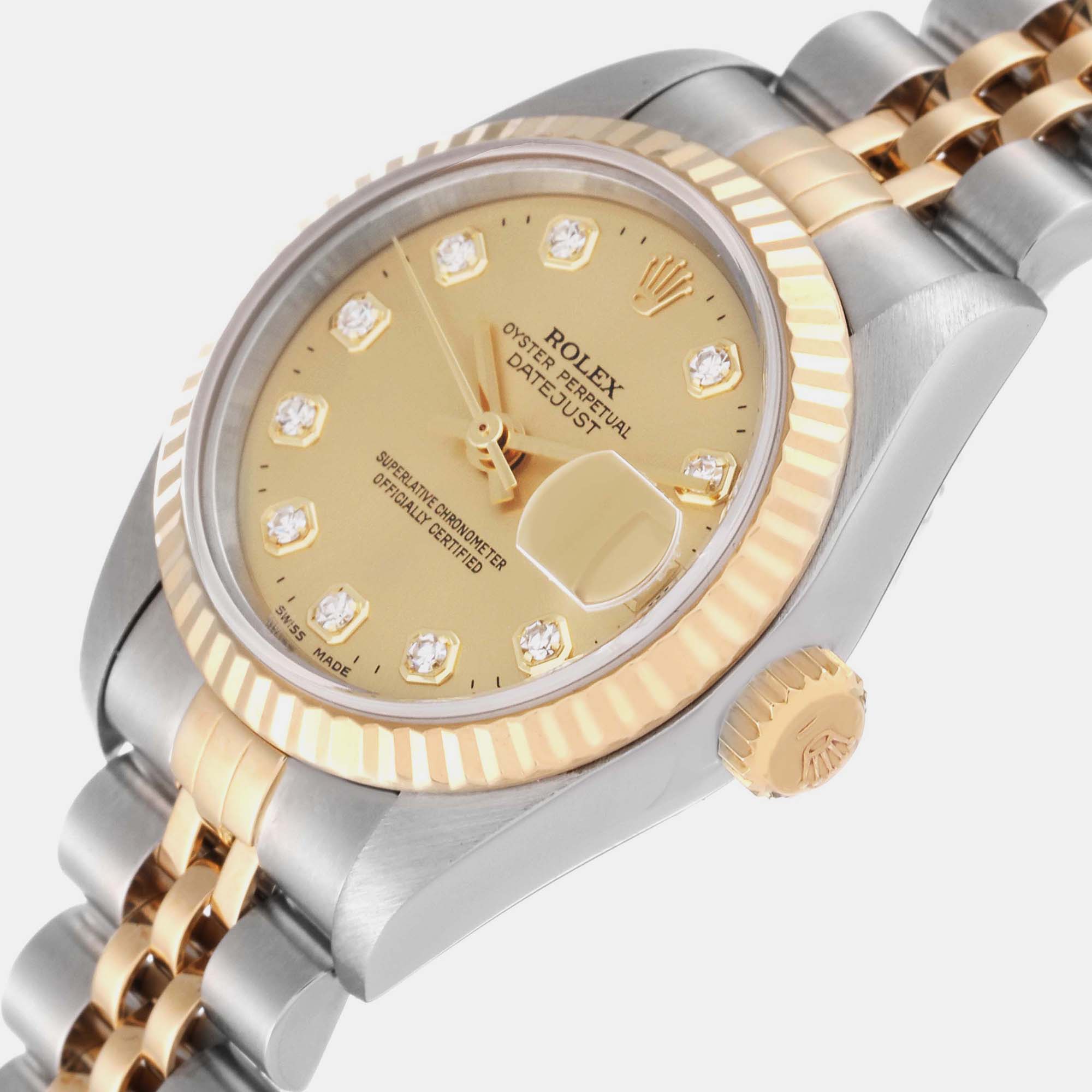 Rolex Datejust Steel Yellow Gold Diamond Dial Ladies Watch 79173 26 mm
Rolex Datejust Steel Yellow Gold Diamond Dial Ladies Watch 79173 26 mm