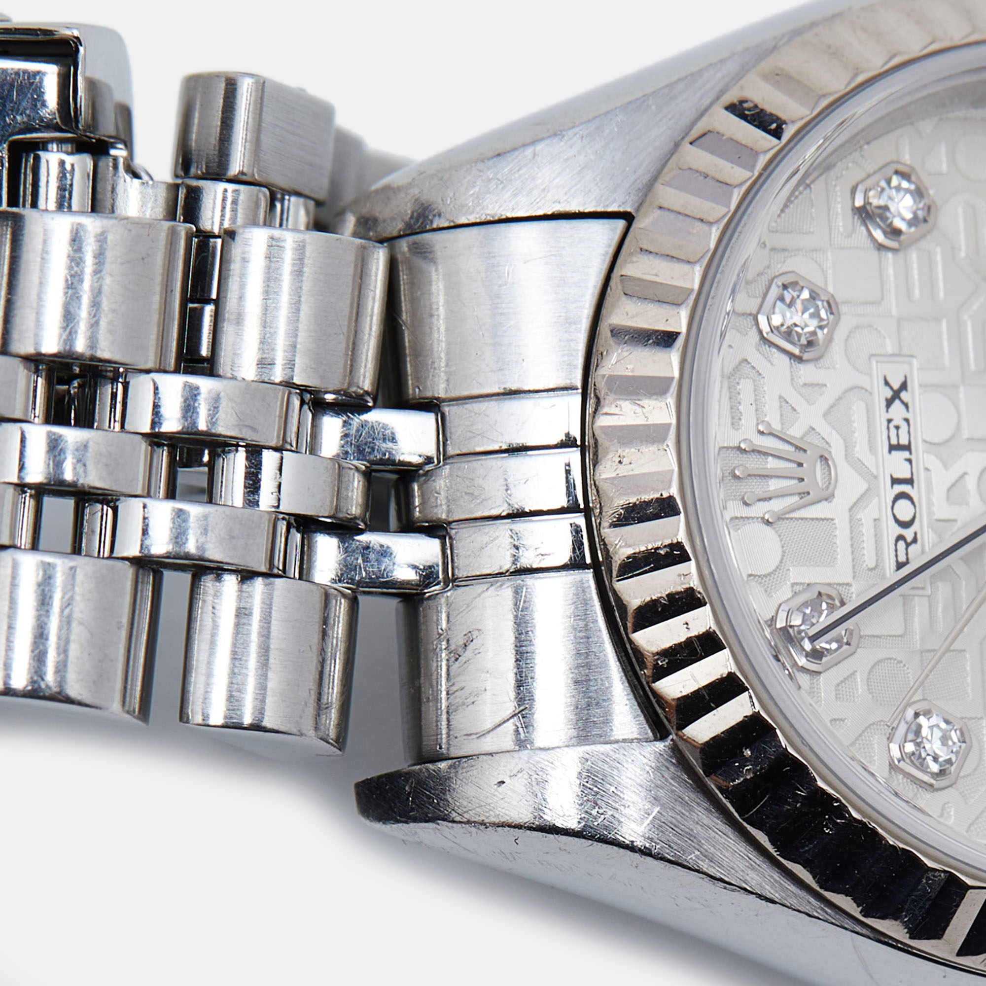 Rolex Silver Jubilee 18K White Gold Stainless Steel Diamond Datejust 79174 Women's Wristwatch 26 Mm