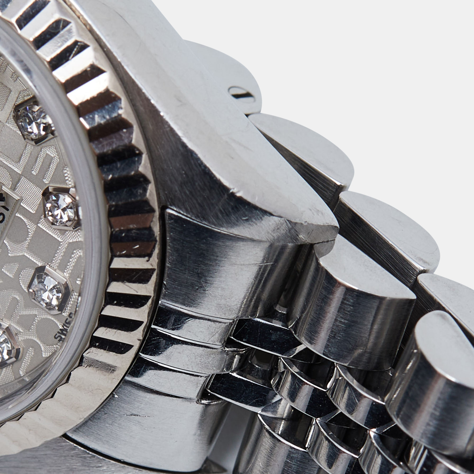Rolex Silver Jubilee 18K White Gold Stainless Steel Diamond Datejust 79174 Women's Wristwatch 26 Mm