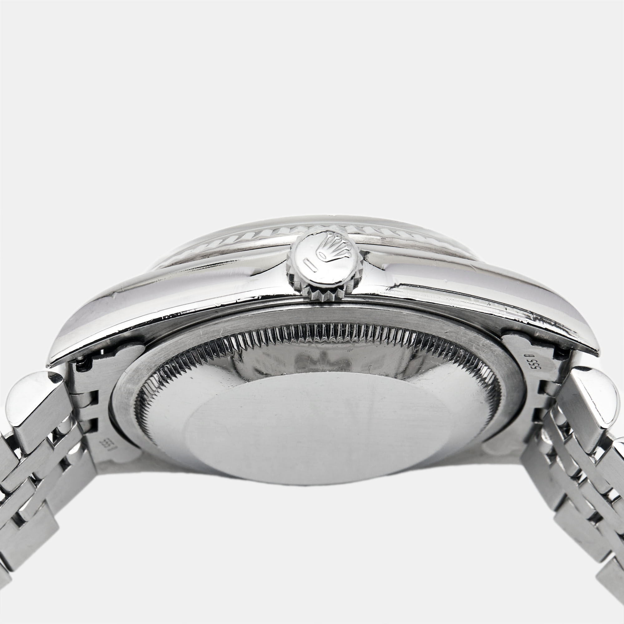 Rolex Silver 18K White Gold Stainless Steel Diamond Datejust 16234 Men's Wristwatch 36 Mm