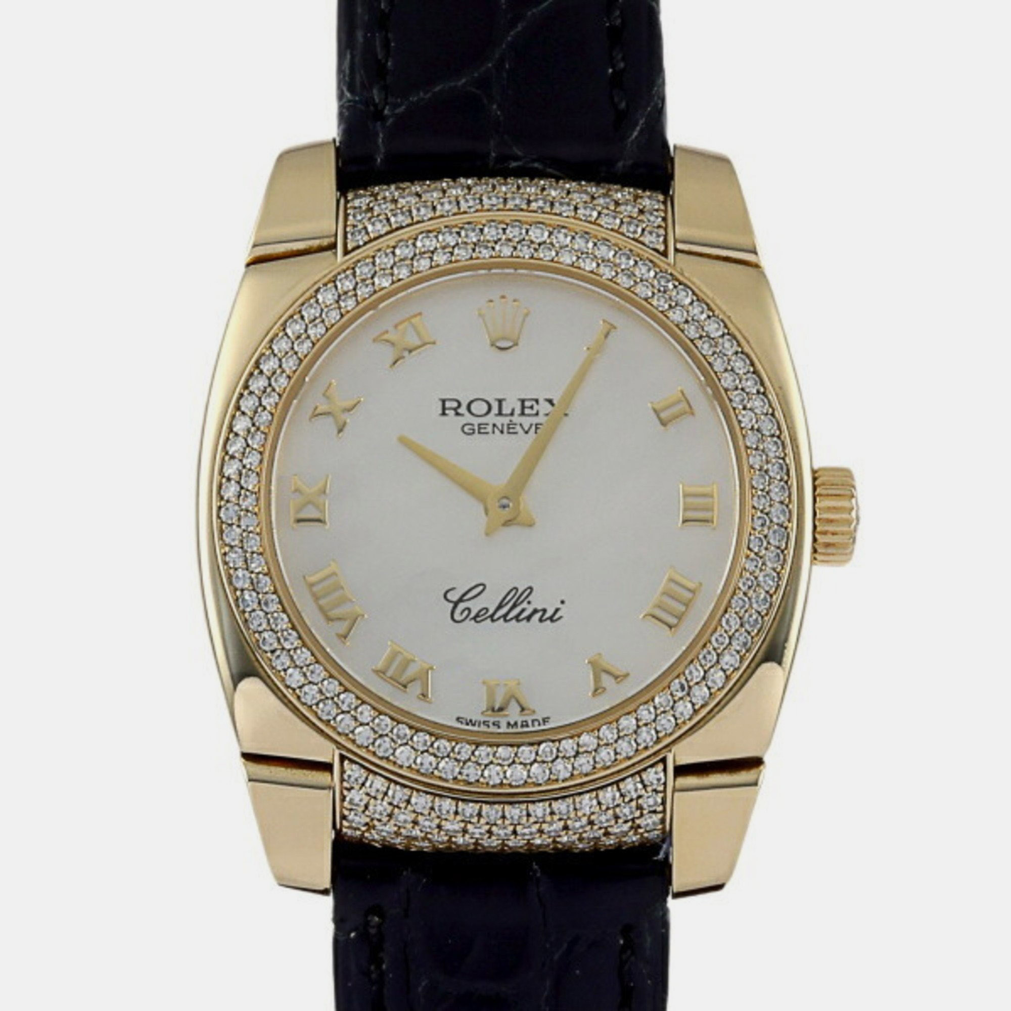 Rolex White 18k Yellow Gold Cellini 6311/8 Quartz Women's Wristwatch 32 Mm