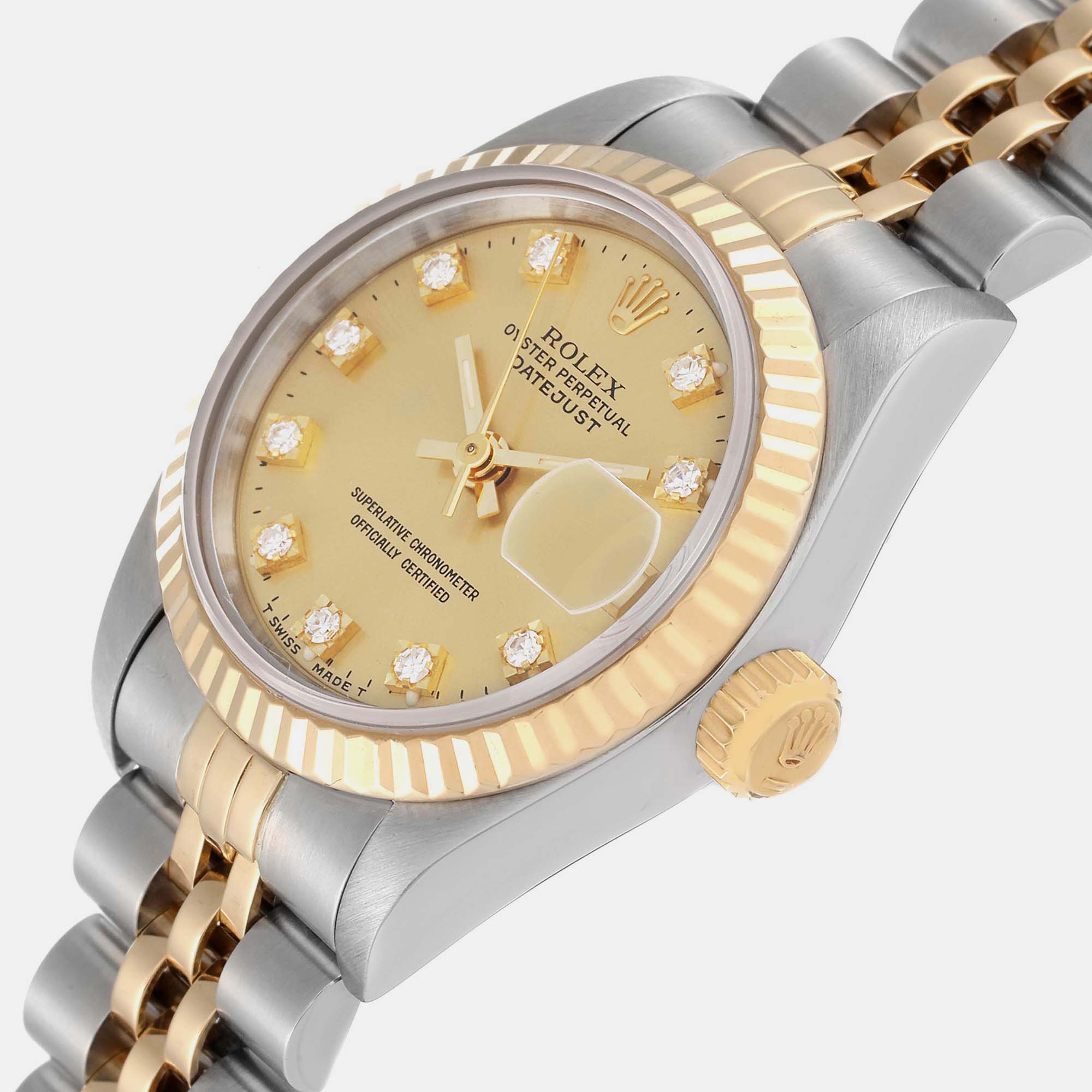 Rolex Datejust Steel Yellow Gold Diamond Dial Ladies Watch 69173 26 mm
Rolex Datejust Steel Yellow Gold Diamond Dial Ladies Watch 69173 26 mm