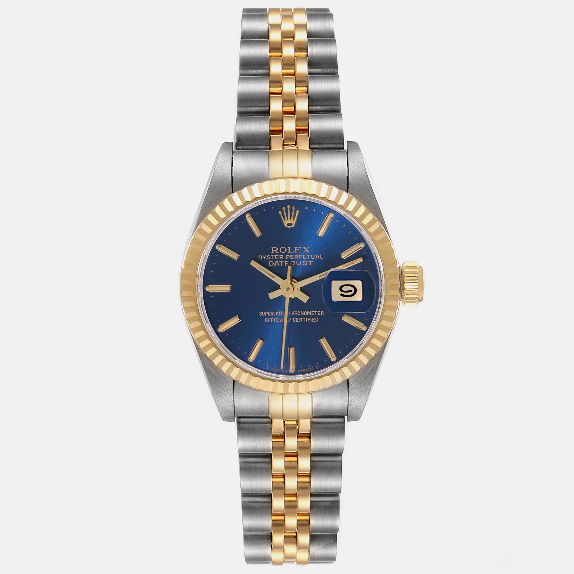 Rolex Datejust Blue Dial Steel Yellow Gold Ladies Watch 69173 26 Mm