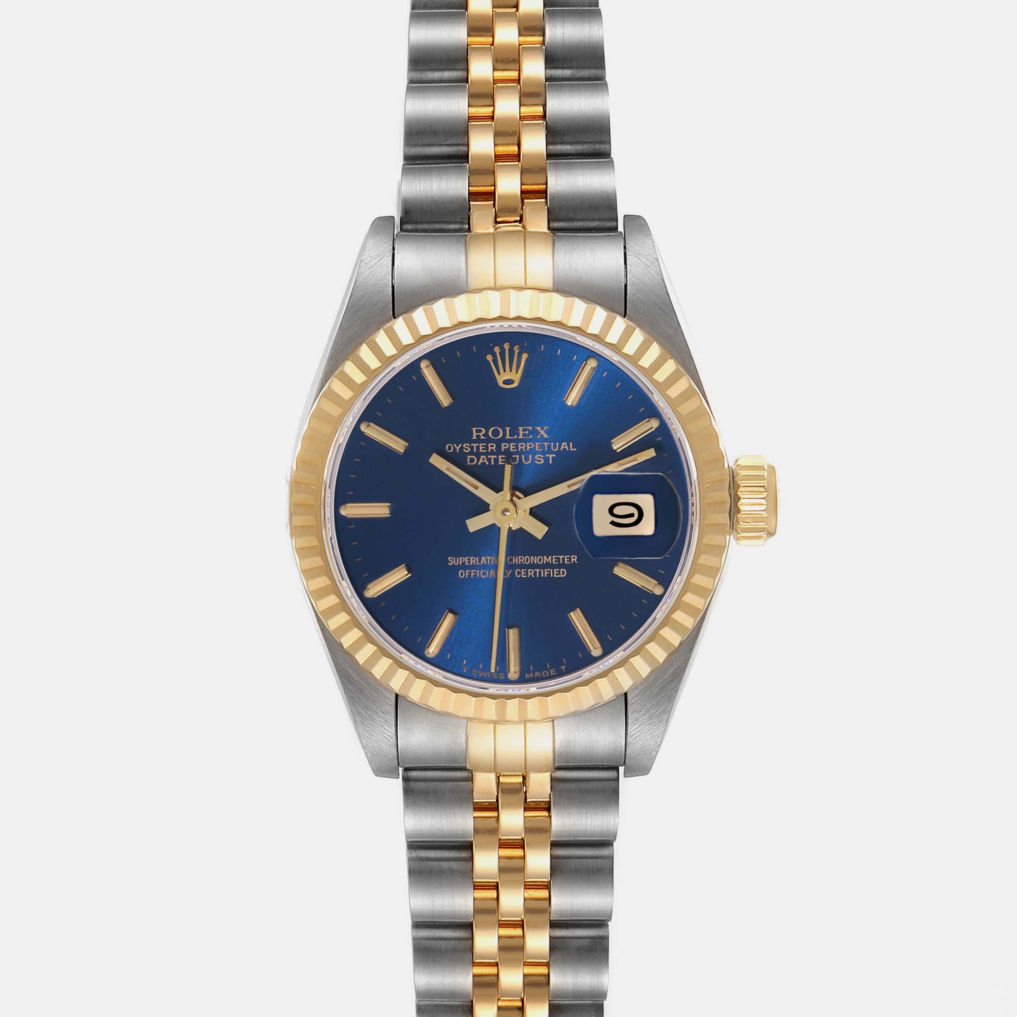 Rolex Datejust Blue Dial Steel Yellow Gold Ladies Watch 69173 26 Mm