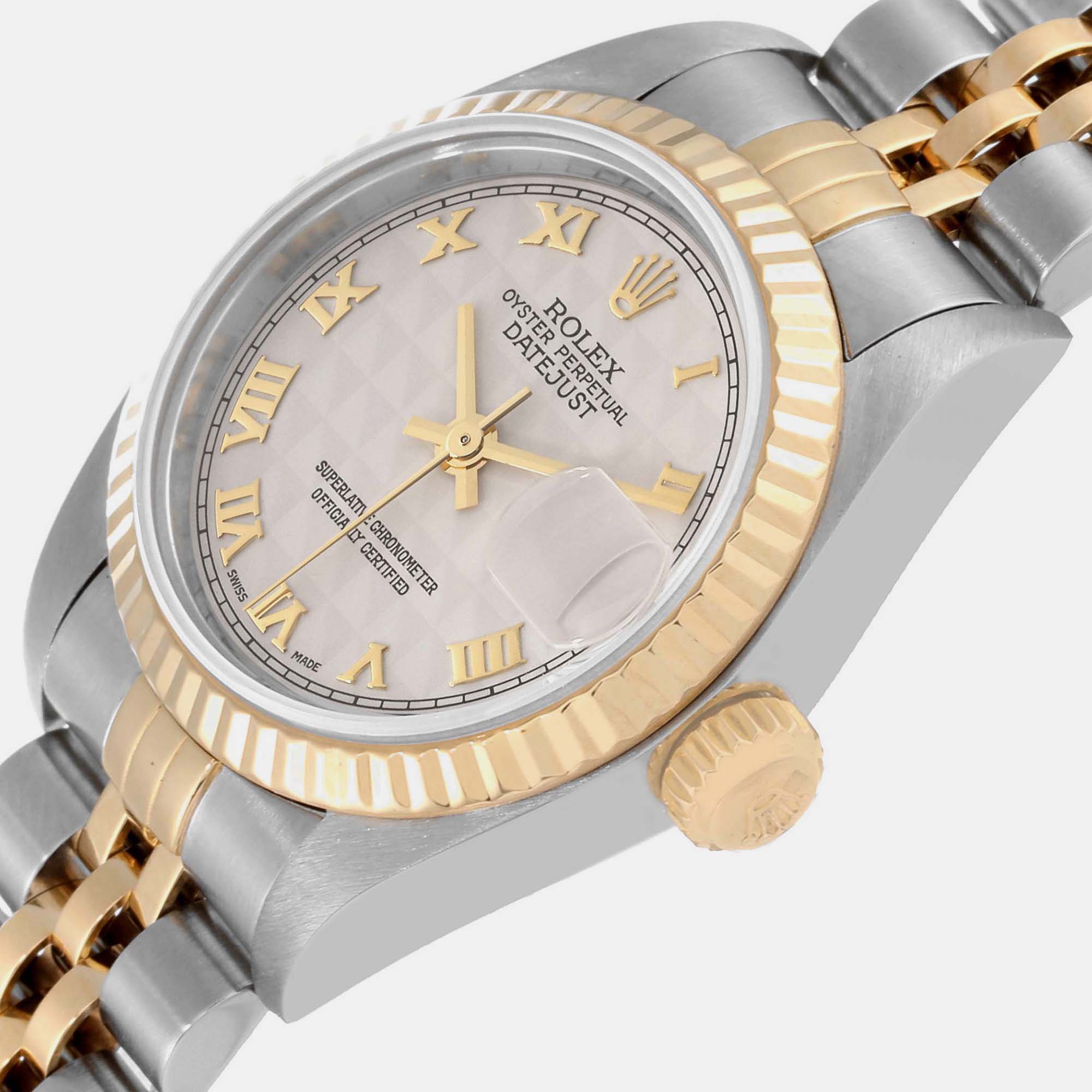 rolex Rolex Datejust Steel Yellow Gold Ivory Pyramid Dial Ladies