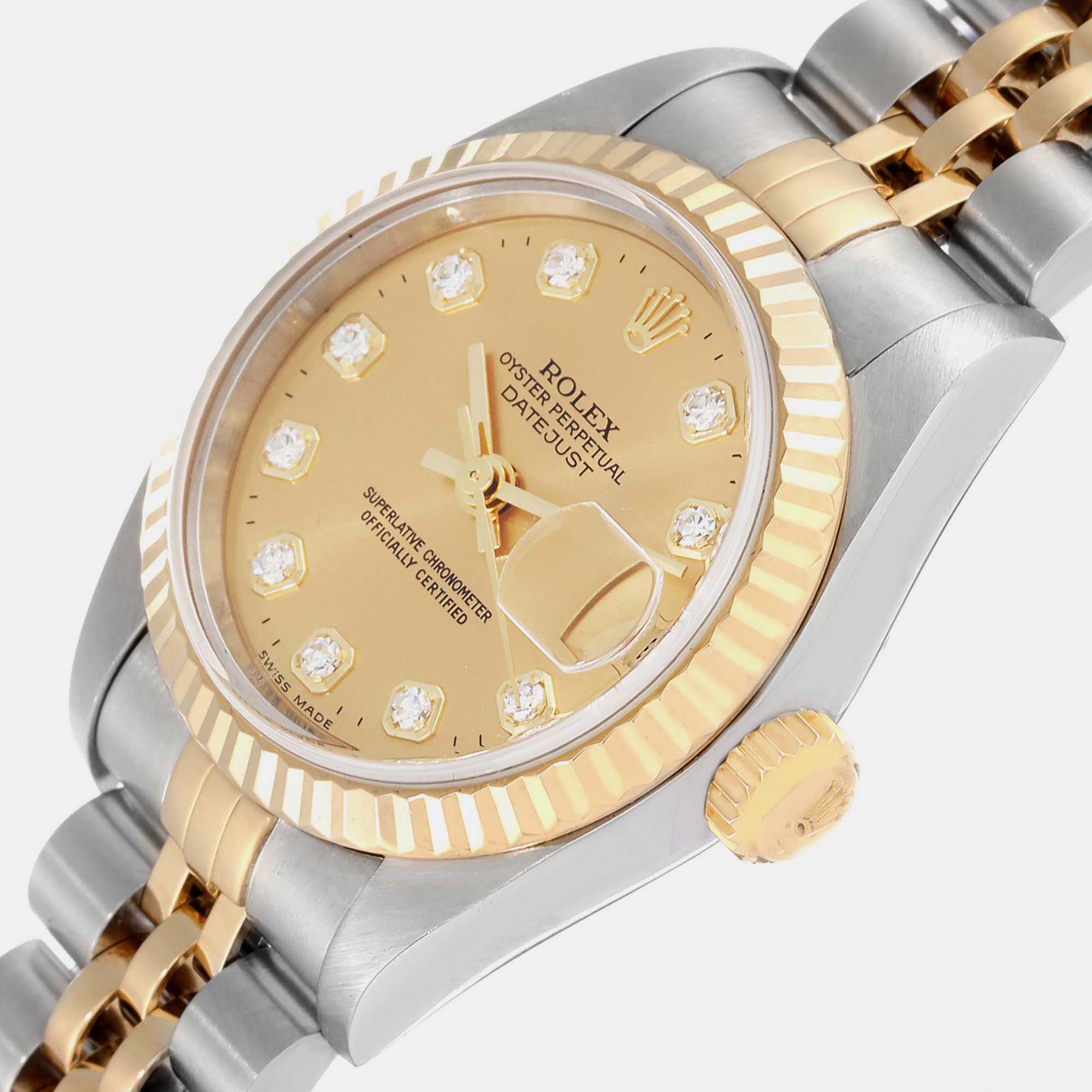 Rolex Datejust Steel Yellow Gold Diamond Dial Ladies Watch 79173 26 mm
Rolex Datejust Steel Yellow Gold Diamond Dial Ladies Watch 79173 26 mm
