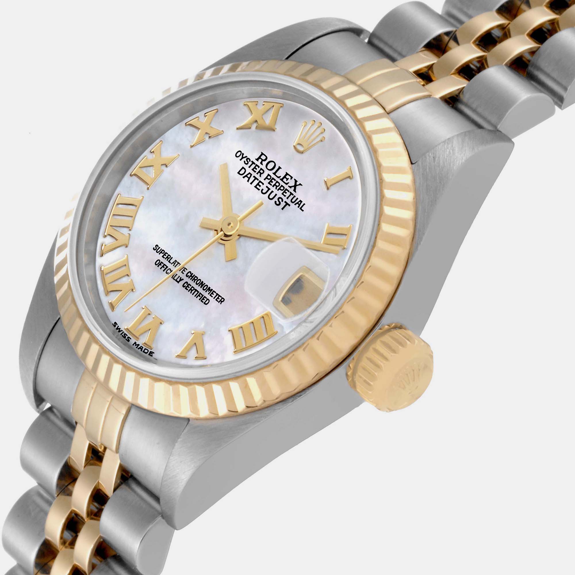 Rolex Datejust Mother Of Pearl Steel Yellow Gold Ladies Watch 79173 26 mm, White
Rolex Datejust Mother Of Pearl Steel Yellow Gold Ladies Watch 79173 26 mm, White