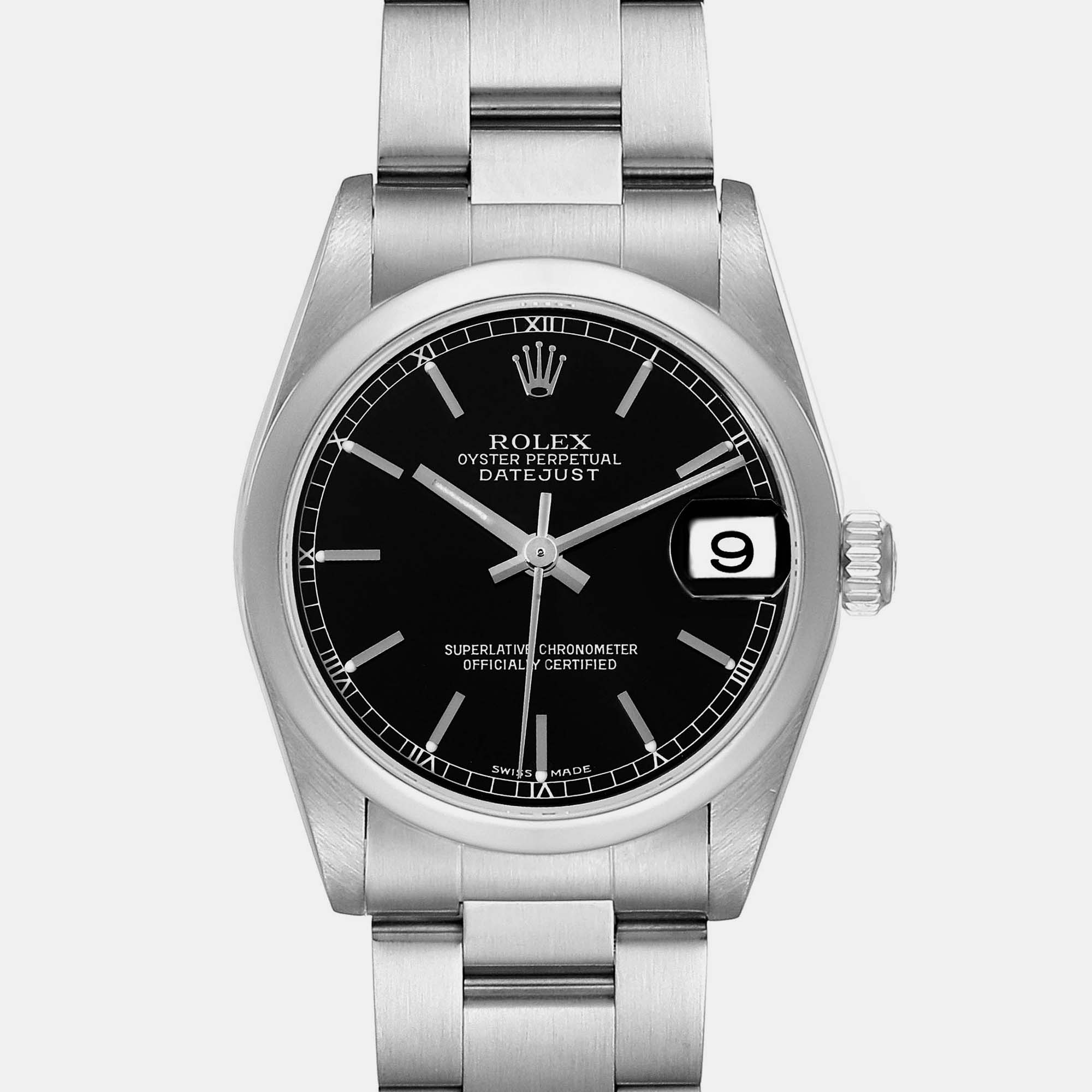 Rolex Datejust 31 Midsize Black Dial Steel Ladies Watch 78240 31 Mm
