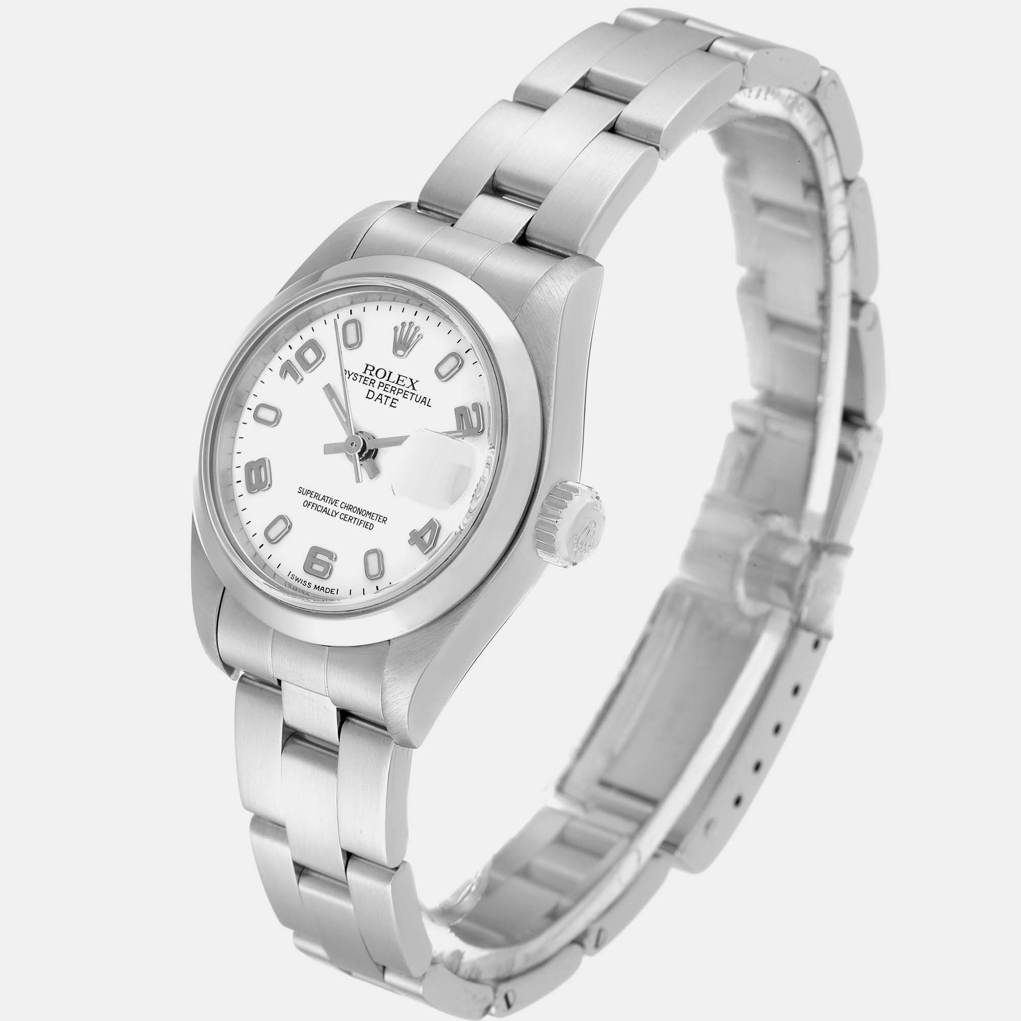 Rolex Date 26 White Dial Smooth Bezel Steel Ladies Watch 79160 26 Mm