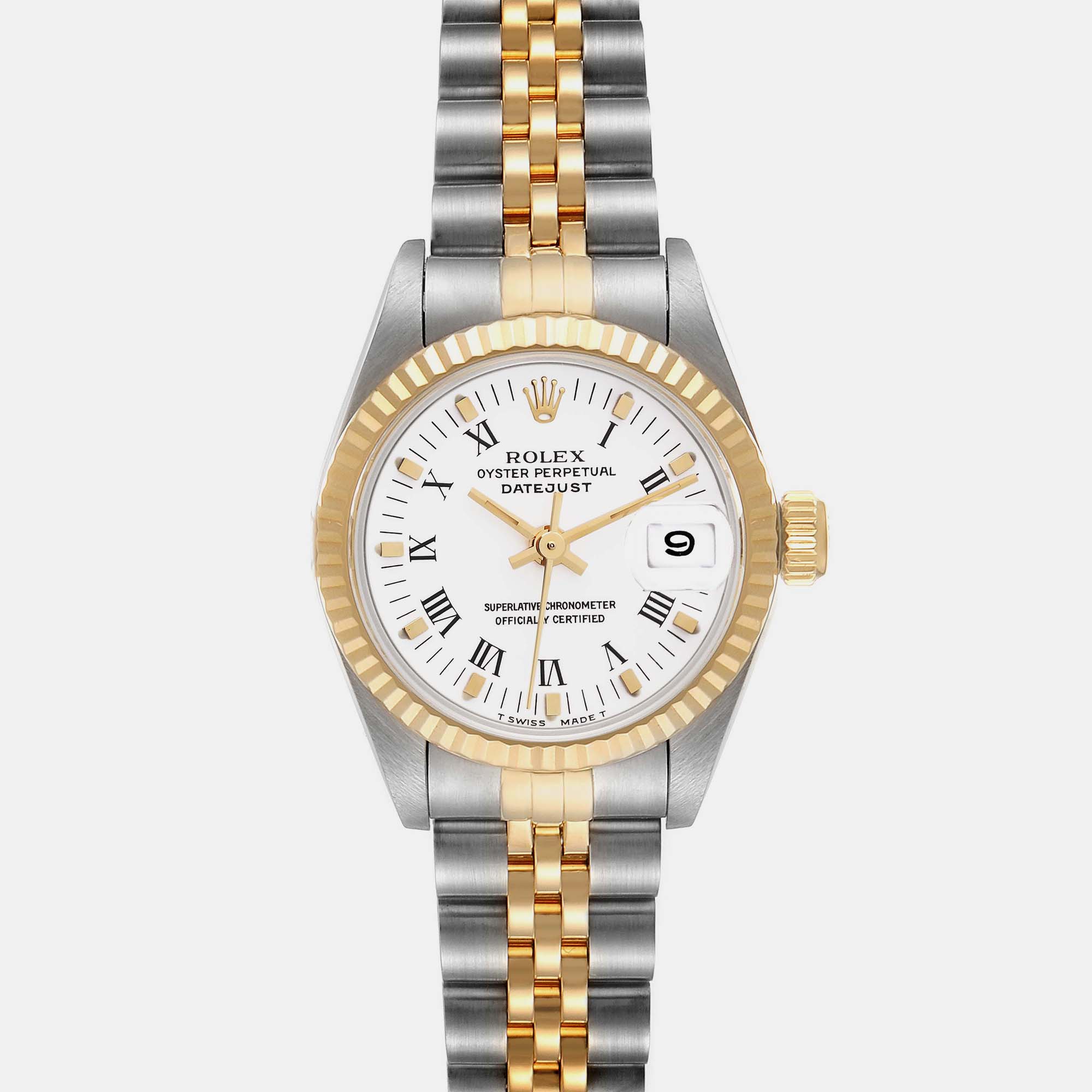 Rolex Datejust Steel Yellow Gold White Dial Ladies Watch 69173 26 Mm