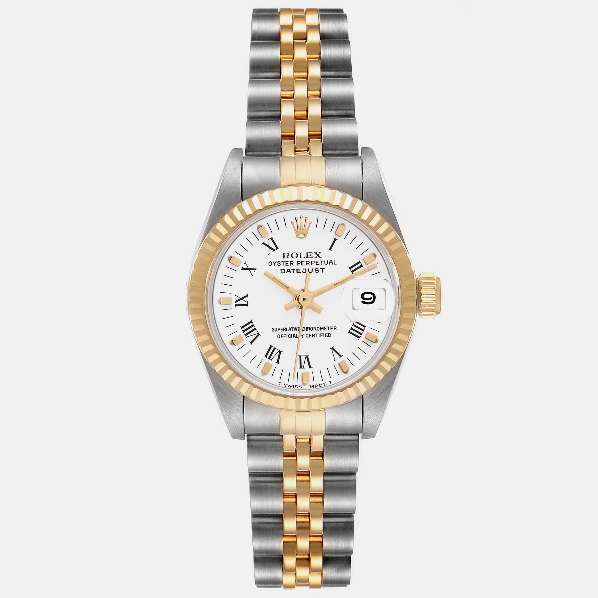 Rolex Datejust Steel Yellow Gold White Dial Ladies Watch 69173 26 Mm