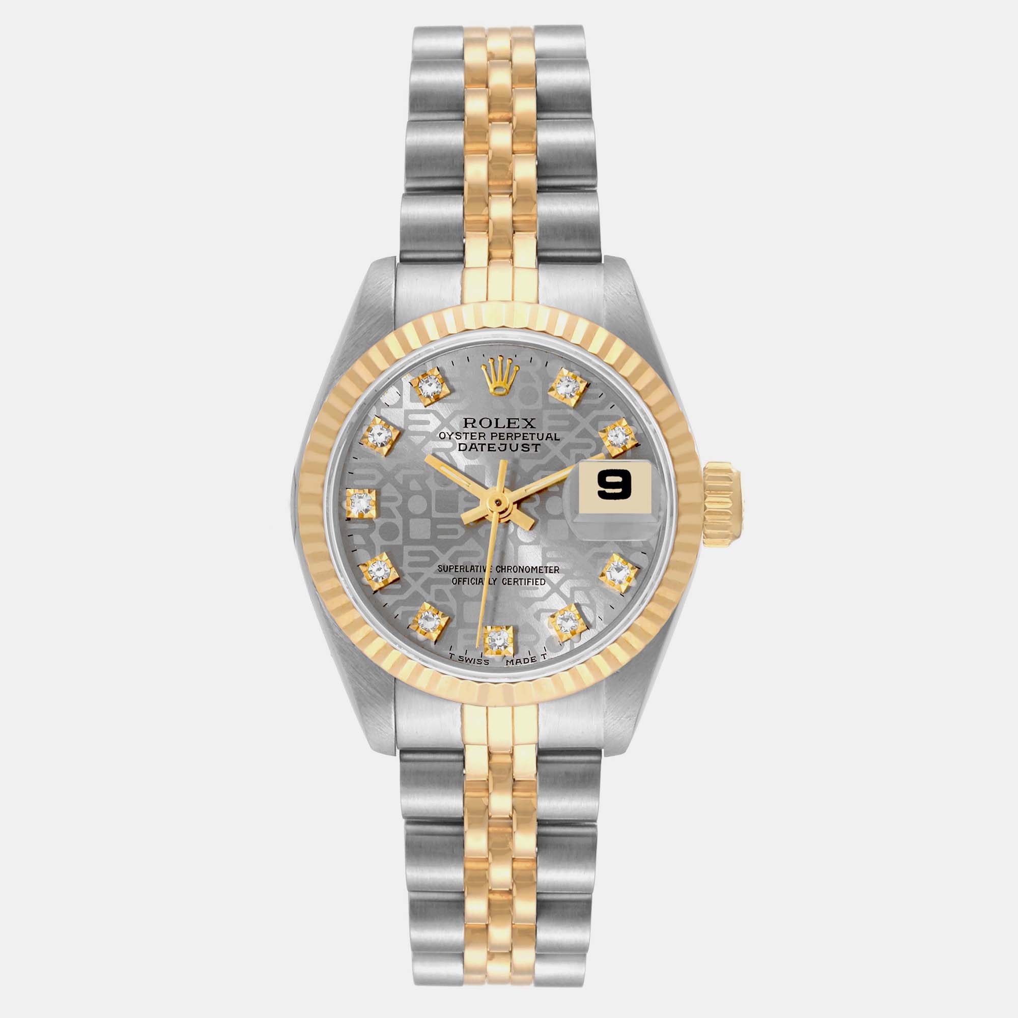 Rolex Datejust Steel Yellow Gold Anniversary Diamond Dial Ladies Watch 69173 26 Mm