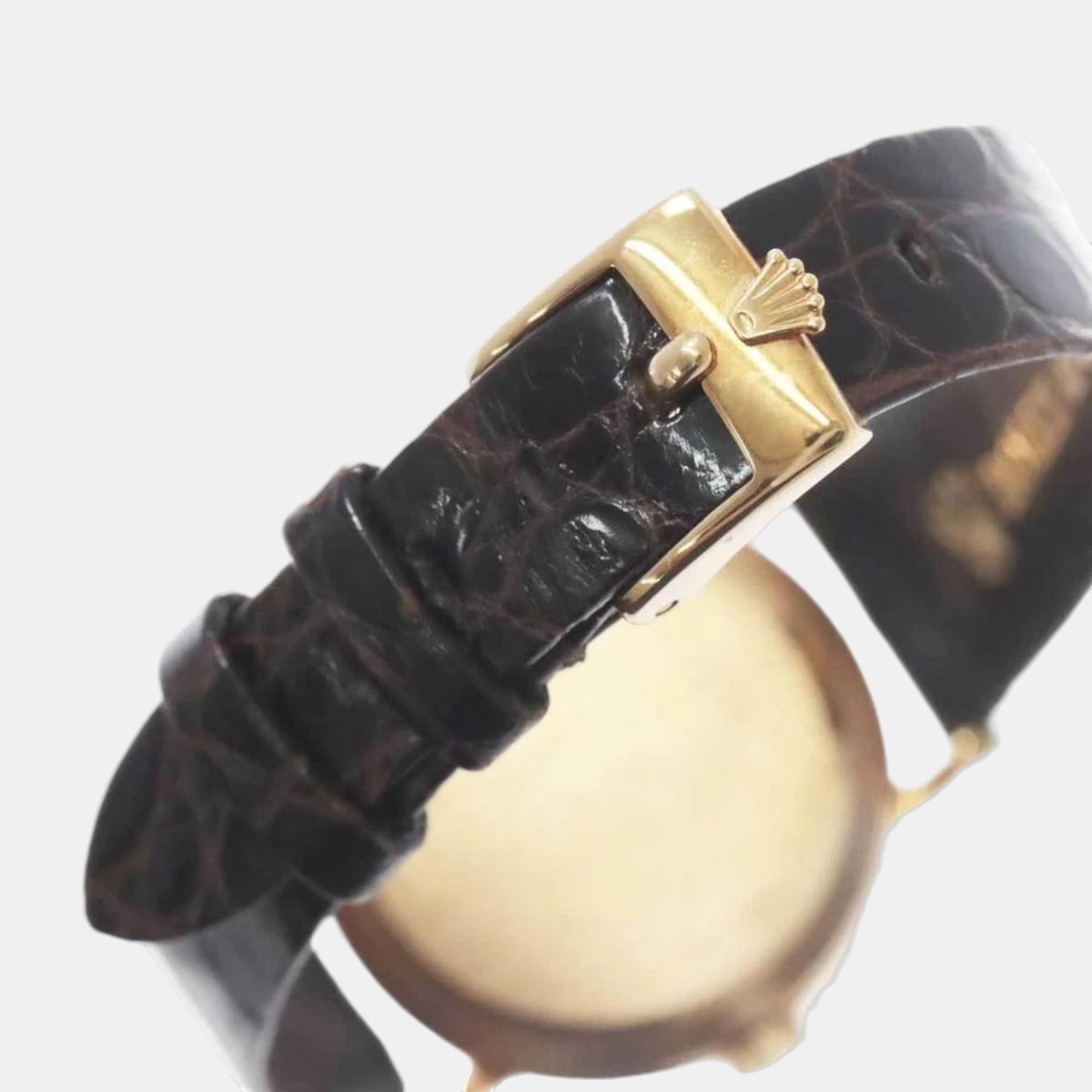 Rolex Champagne 18k Yellow Gold Cellini 5109/8 Manual Winding Women's Wristwatch 26 Mm