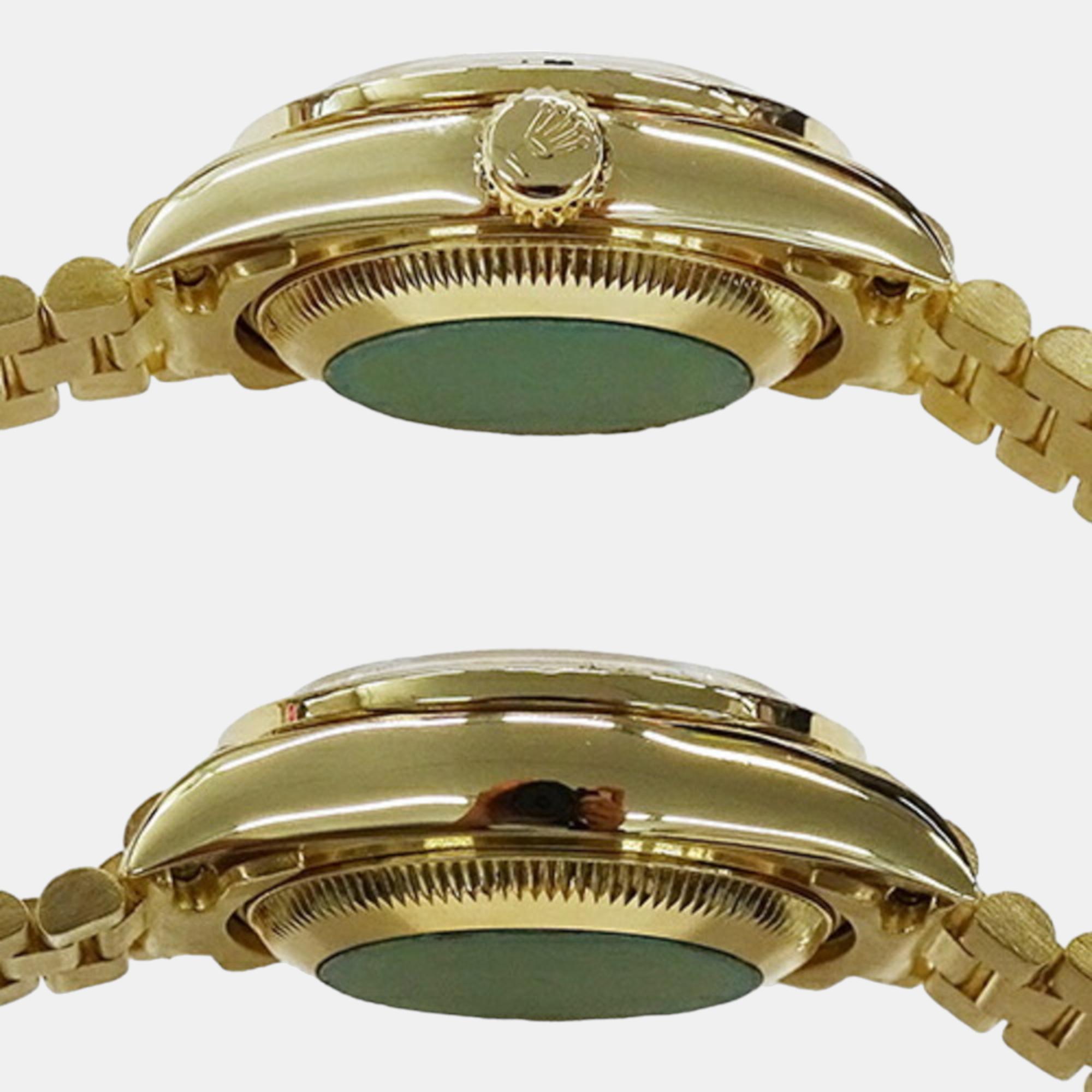 Rolex Champagne Diamond 18k Yellow Gold Datejust 69138 Automatic Women's Wristwatch 26 Mm