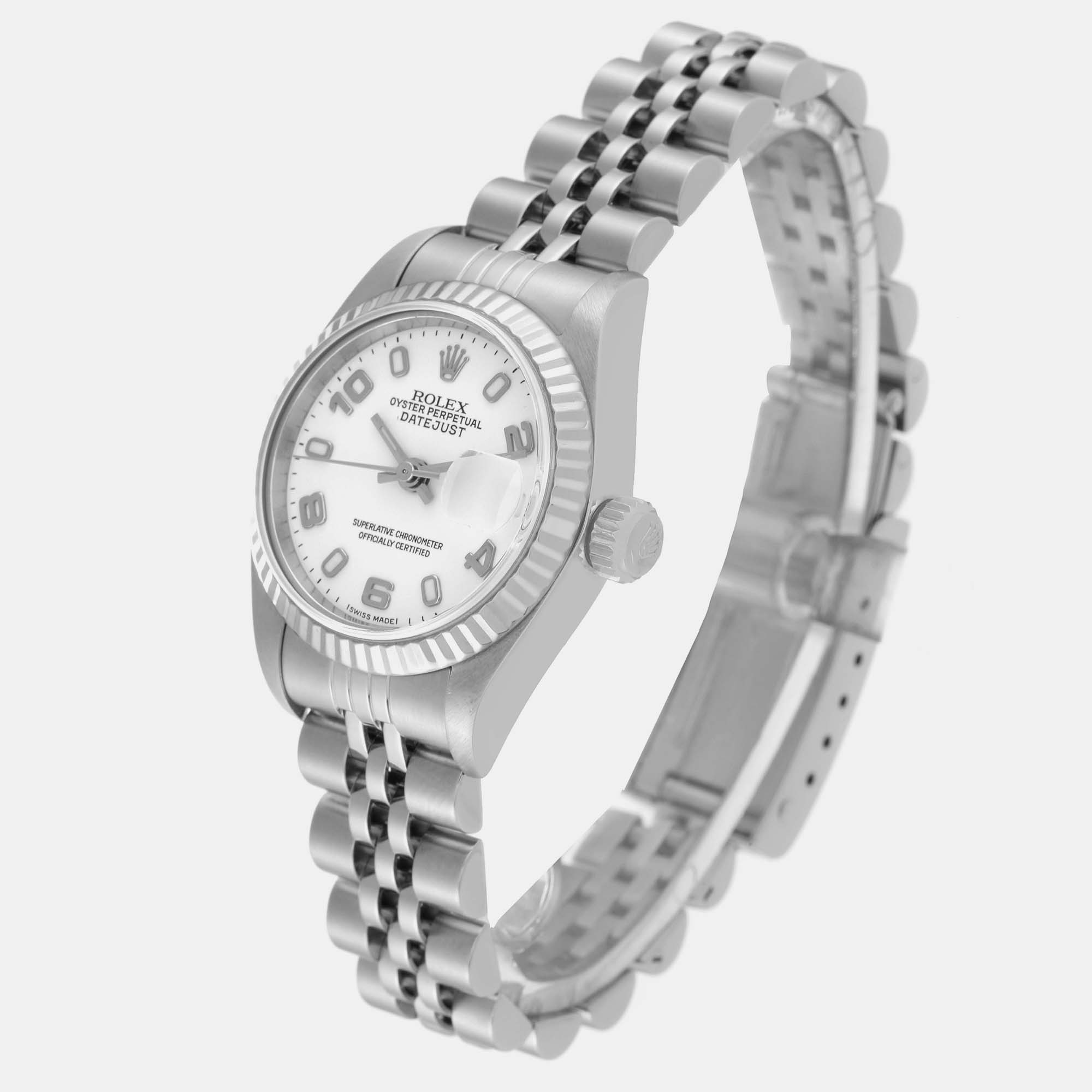 Rolex Datejust Arabic Dial White Gold Steel Ladies Watch 79174