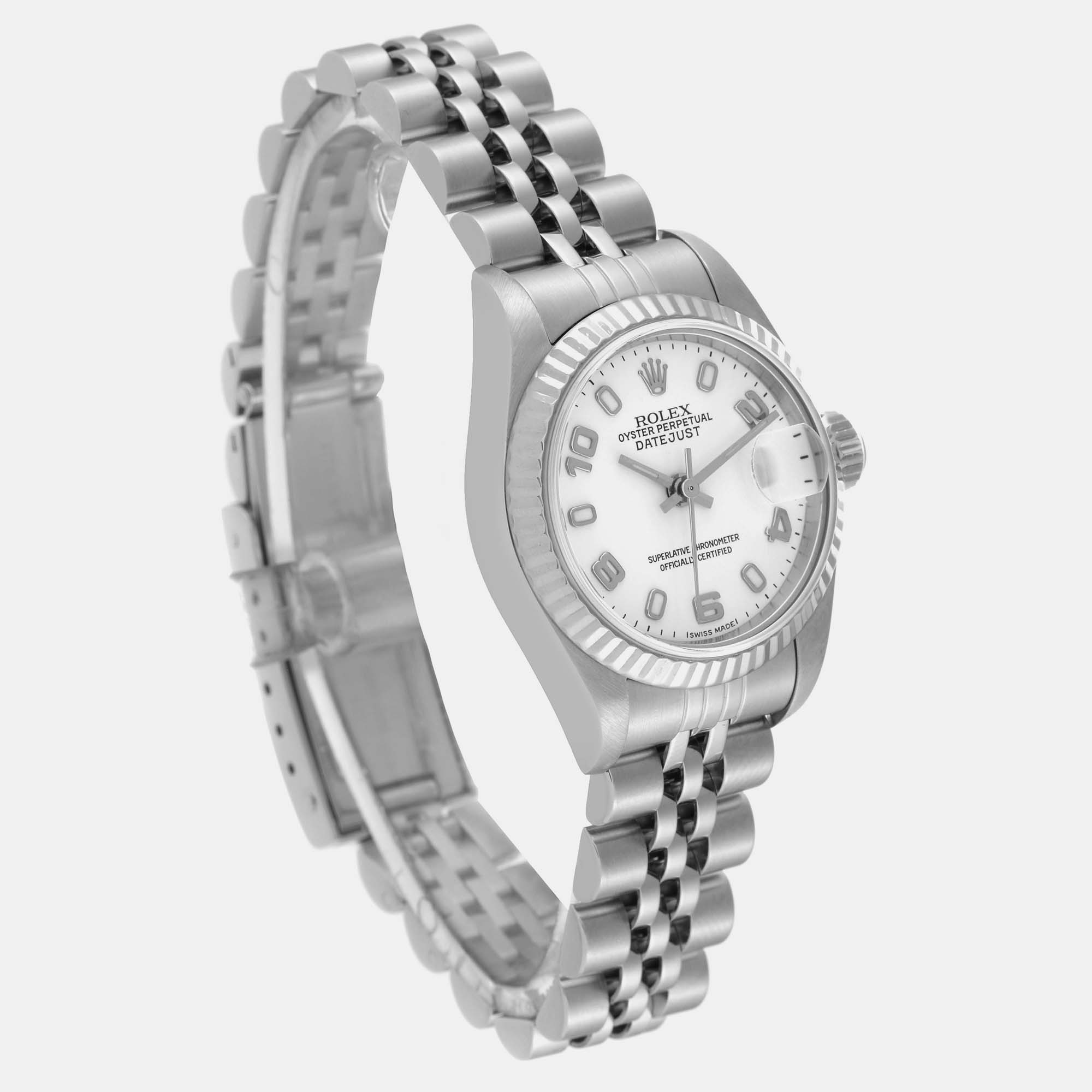 Rolex Datejust Arabic Dial White Gold Steel Ladies Watch 79174