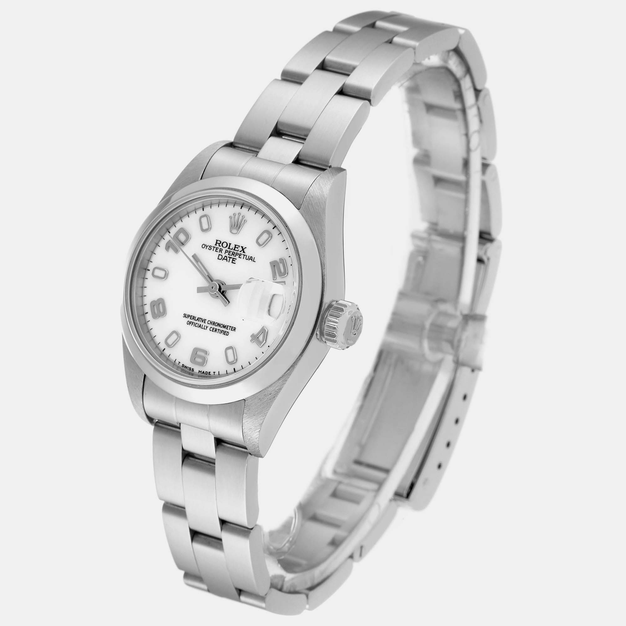 Rolex Date White Dial Oyster Bracelet Steel Ladies Watch 69160 26 Mm
