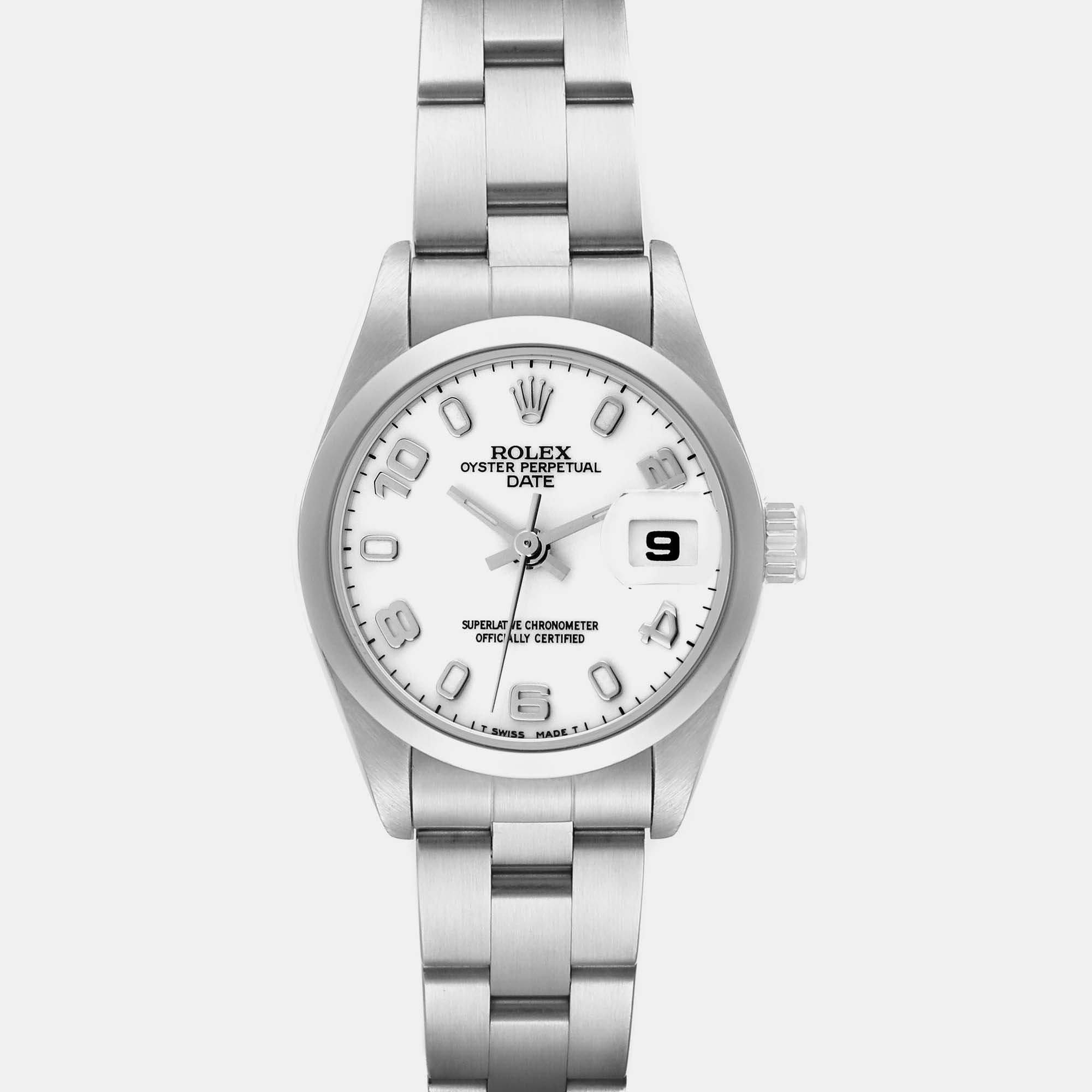 Rolex Date White Dial Oyster Bracelet Steel Ladies Watch 69160 26 Mm
