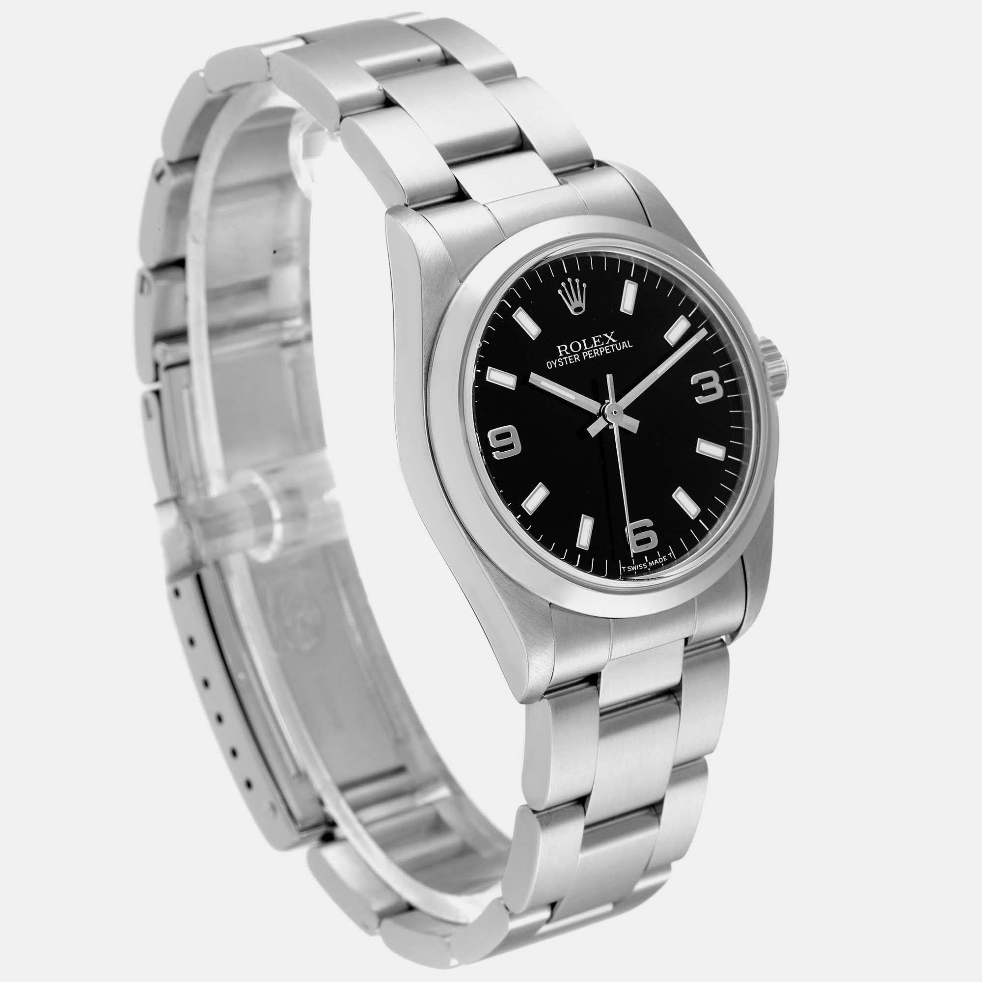 Rolex Midsize Black Dial Automatic Steel Ladies Watch 67480 31 Mm