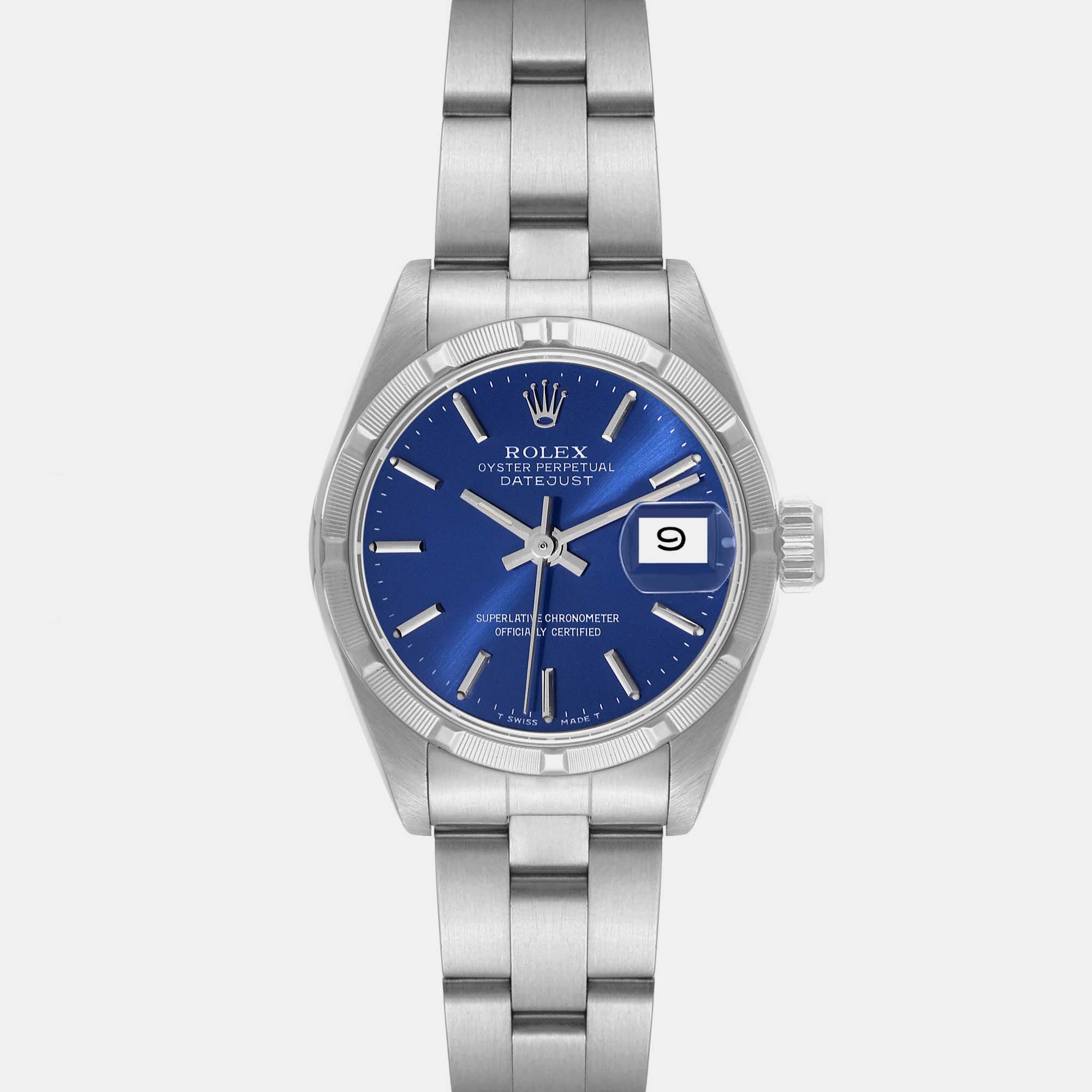 Rolex Datejust Blue Dial Oyster Bracelet Steel Ladies Watch 69190 26 Mm