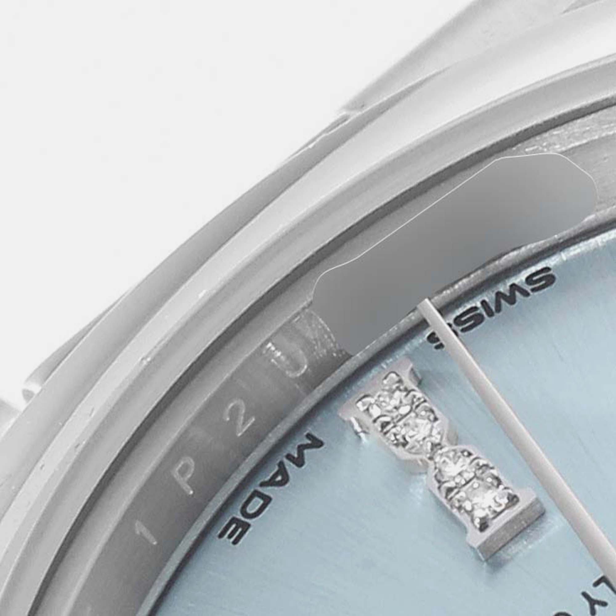 Rolex President Blue Diamond Dial Platinum Ladies Watch 279166 28 Mm