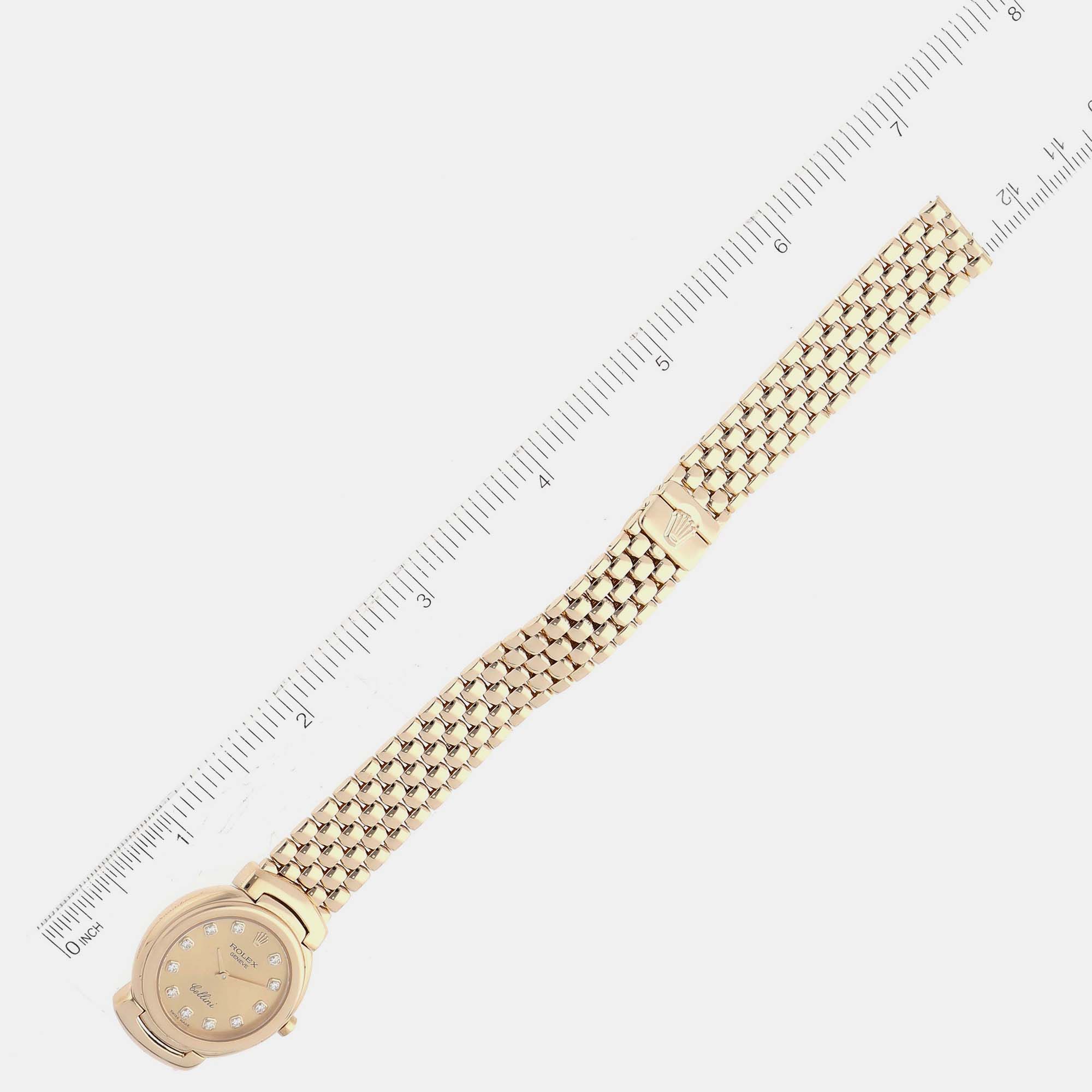 Rolex Cellini Yellow Gold Champagne Diamond Dial Ladies Watch 6621 26 Mm