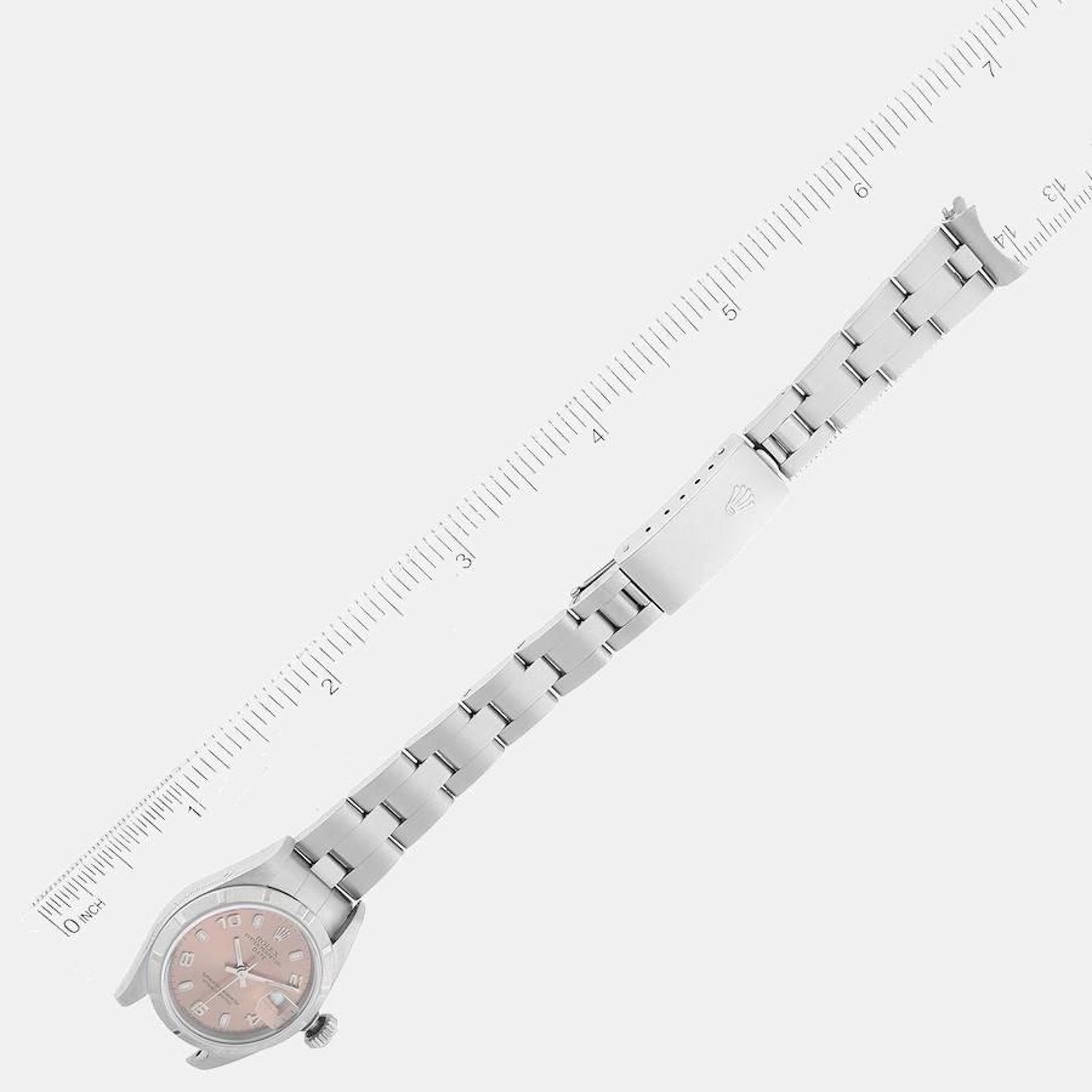 Rolex Date Salmon Dial Oyster Bracelet Steel Ladies Watch 79190