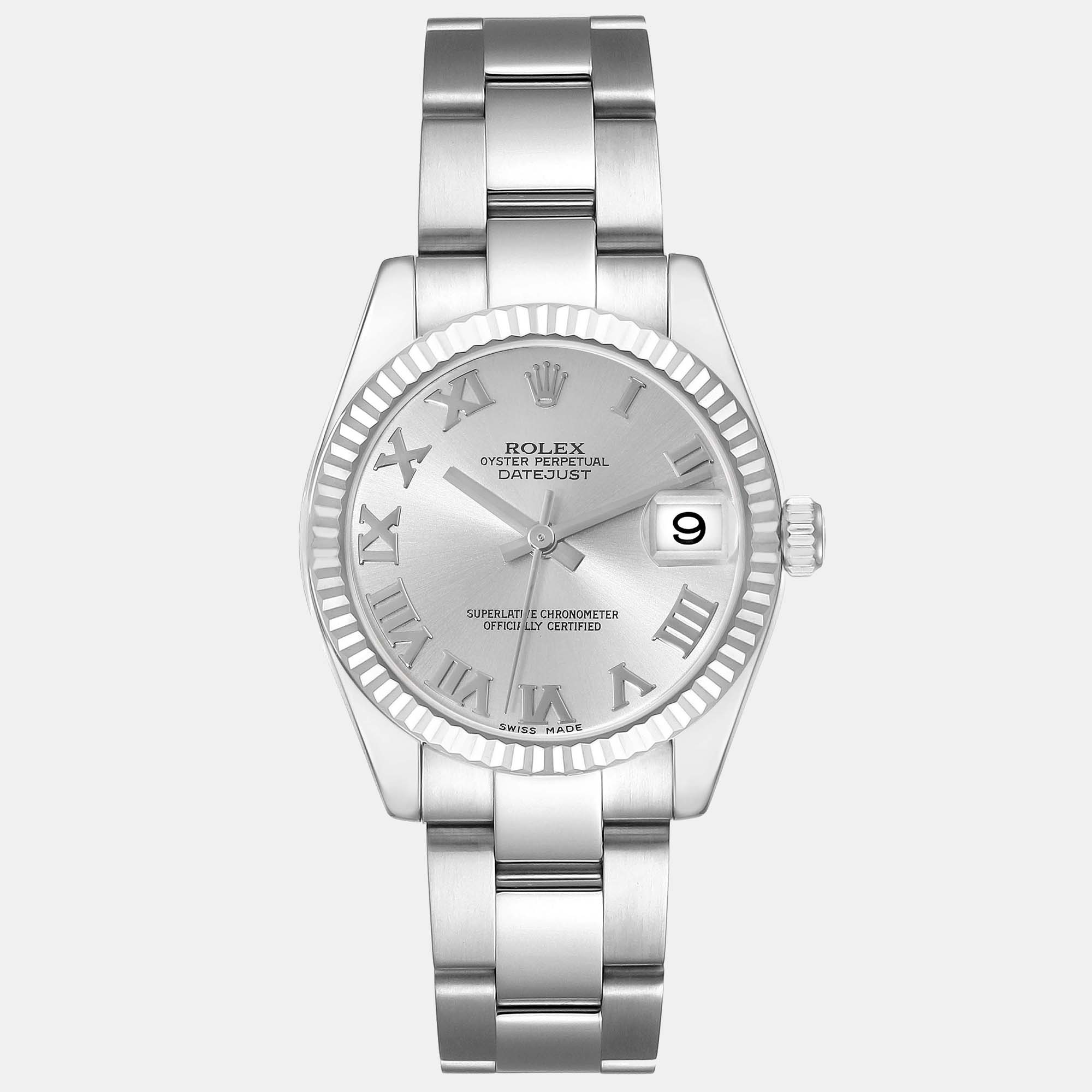 Rolex Datejust Midsize 31 Steel White Gold Ladies Watch 178274 31 Mm