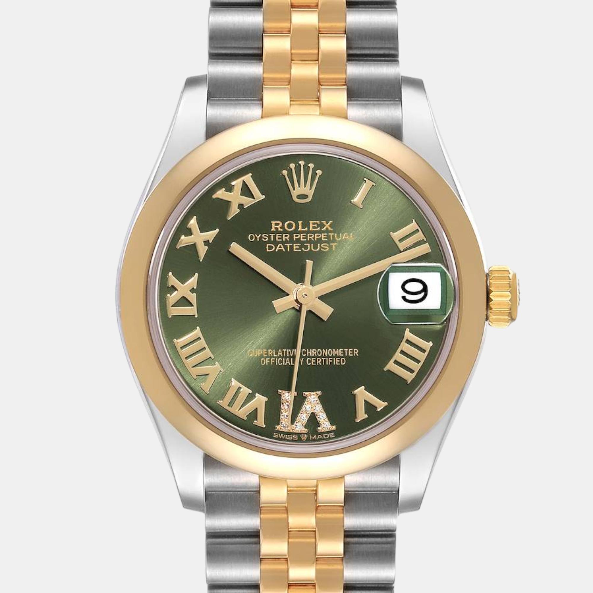 Rolex Datejust Midsize Steel Yellow Gold Diamond Ladies Watch 278243