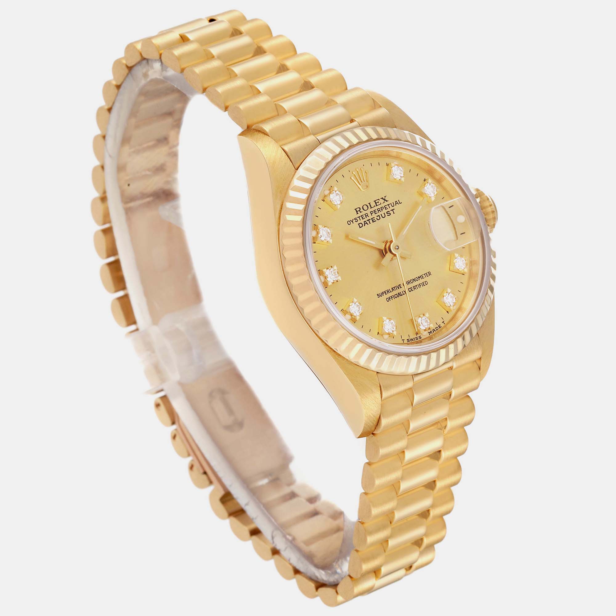 Rolex Datejust President Champagne Diamond Dial Yellow Gold Ladies Watch 69178 26 Mm
