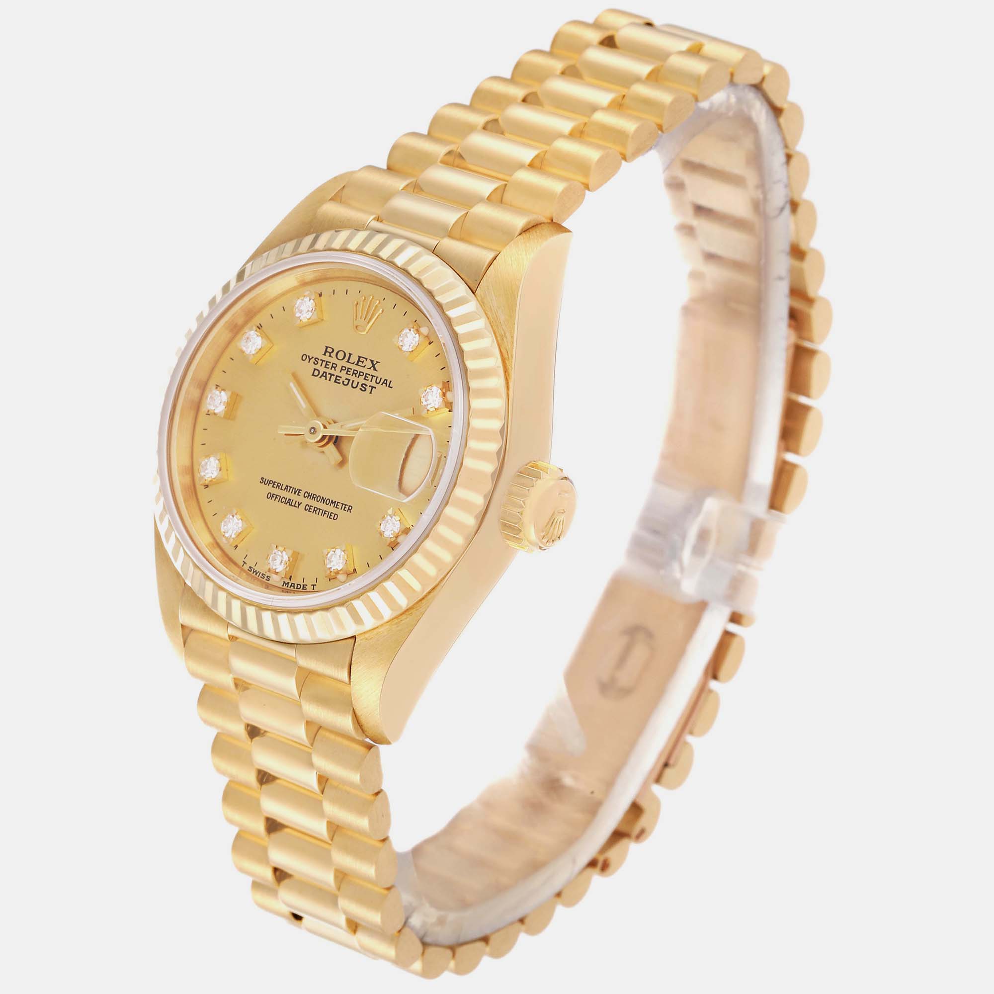 Rolex Datejust President Champagne Diamond Dial Yellow Gold Ladies Watch 69178 26 Mm