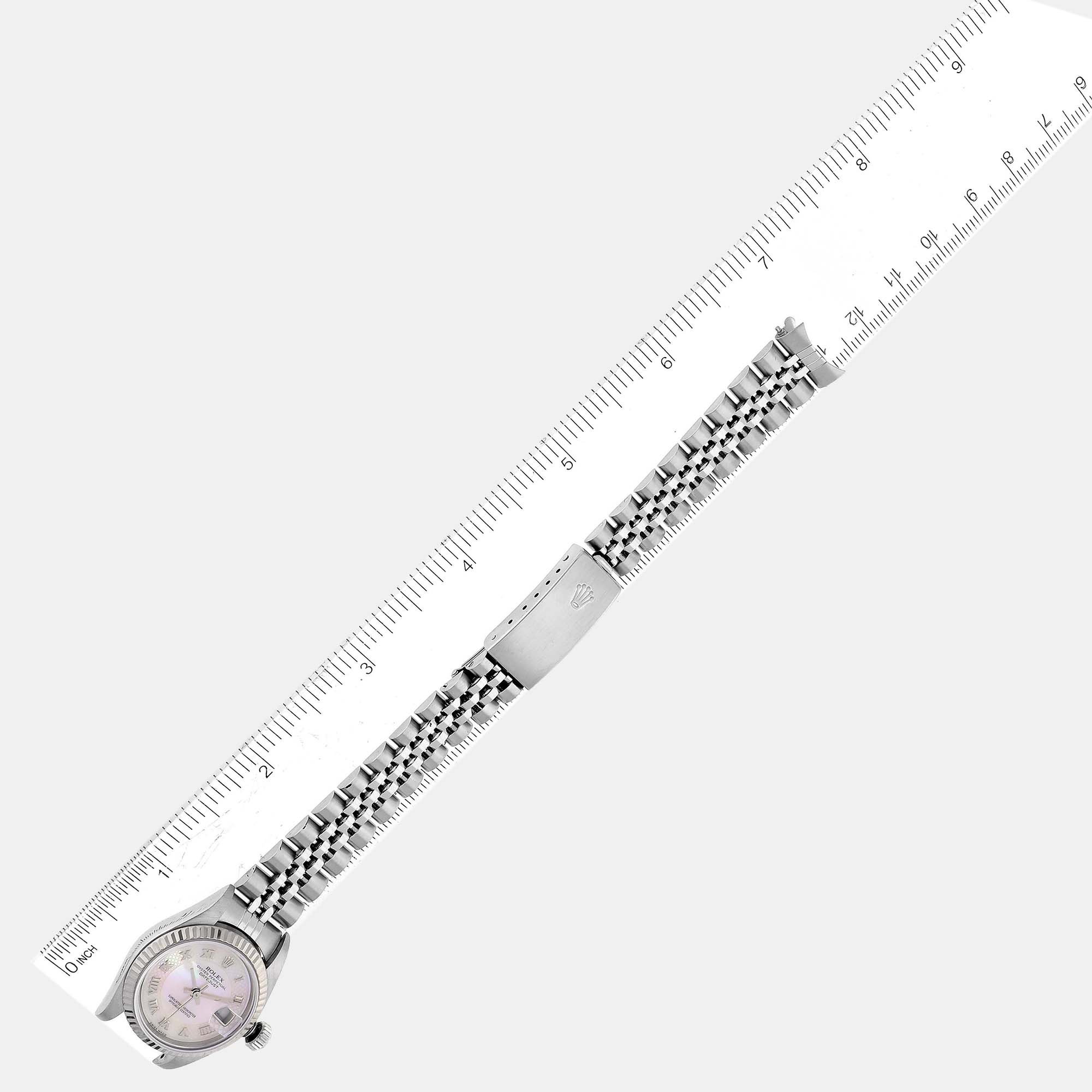 Rolex Datejust Steel White Gold Decorated Mother Of Pearl Ladies Watch 79174 26 Mm