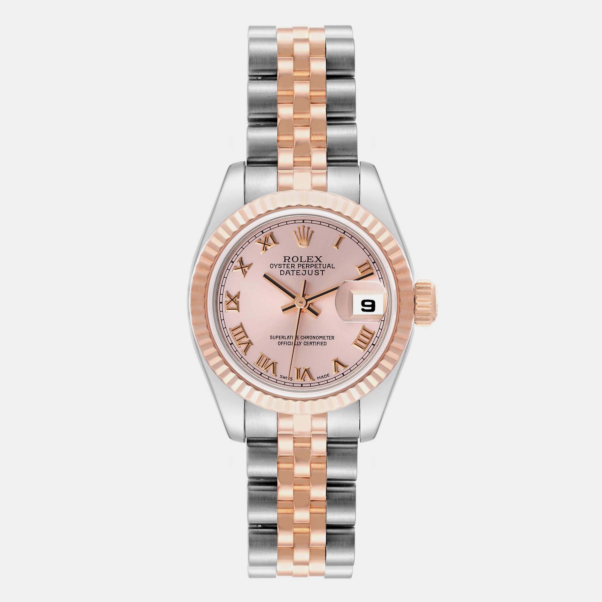 Rolex Datejust Roman Dial Steel Rose Gold Ladies Watch 179171 26 Mm