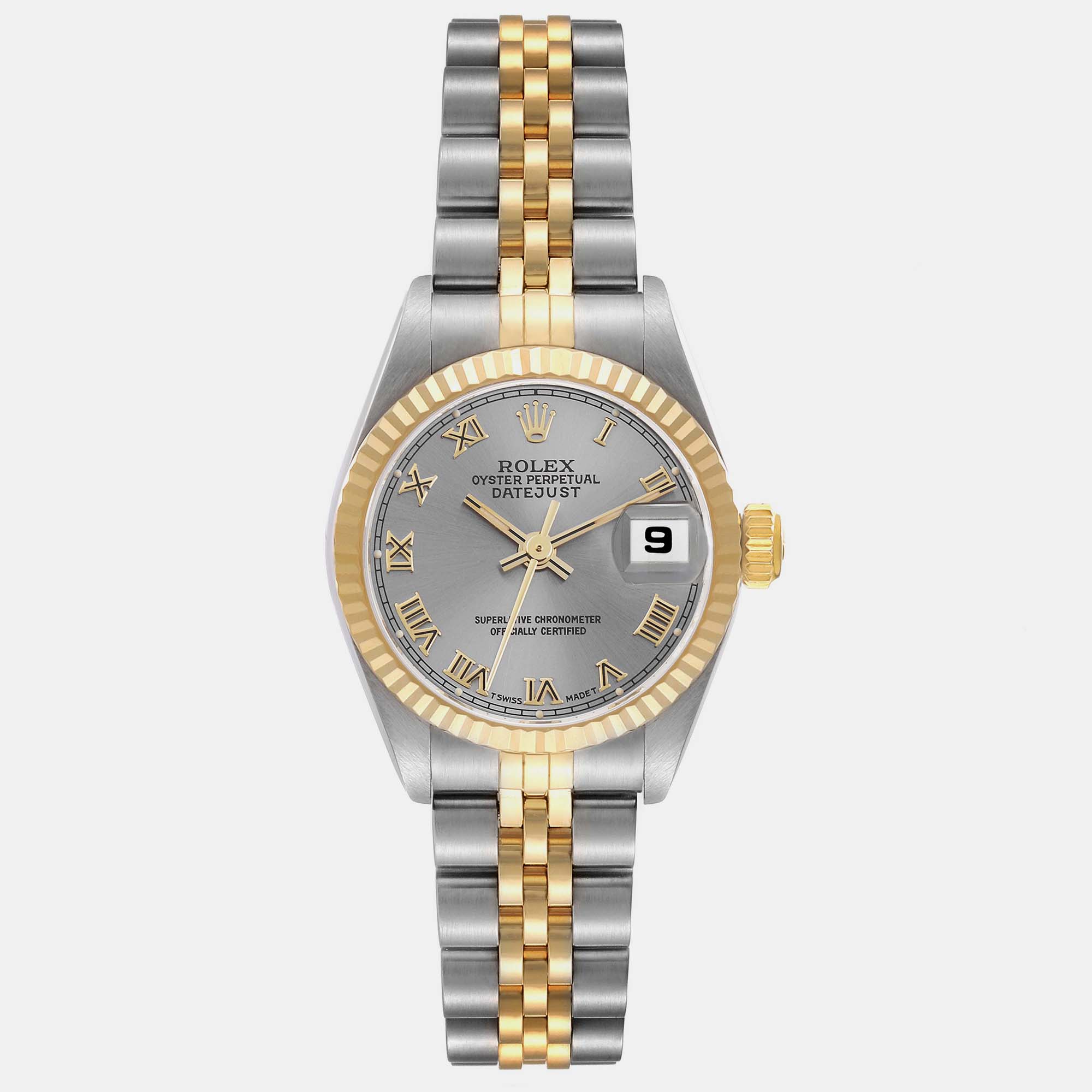 Rolex Datejust Slate Dial Steel Yellow Gold Ladies Watch 69173 26 Mm