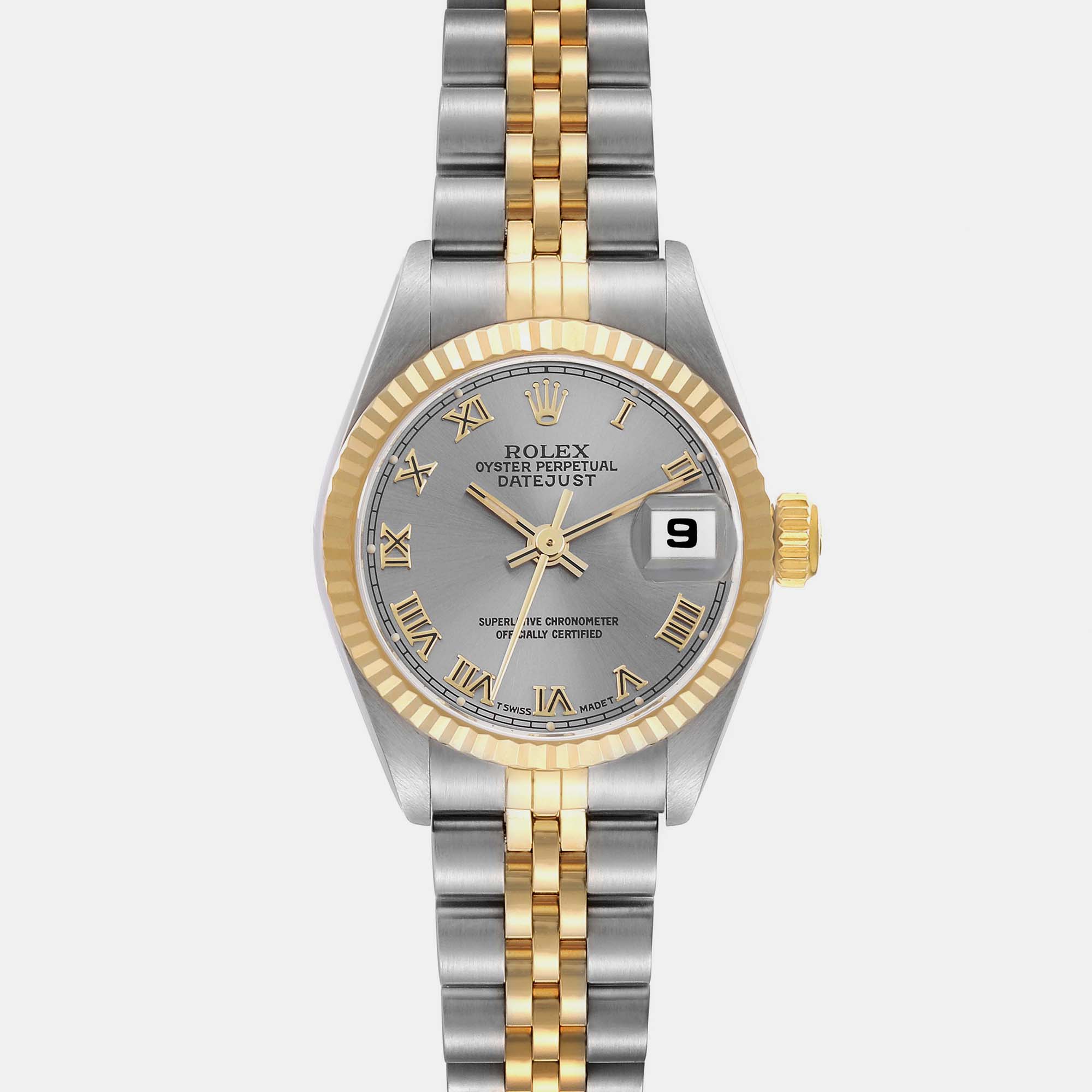 Rolex Datejust Slate Dial Steel Yellow Gold Ladies Watch 69173 26 Mm