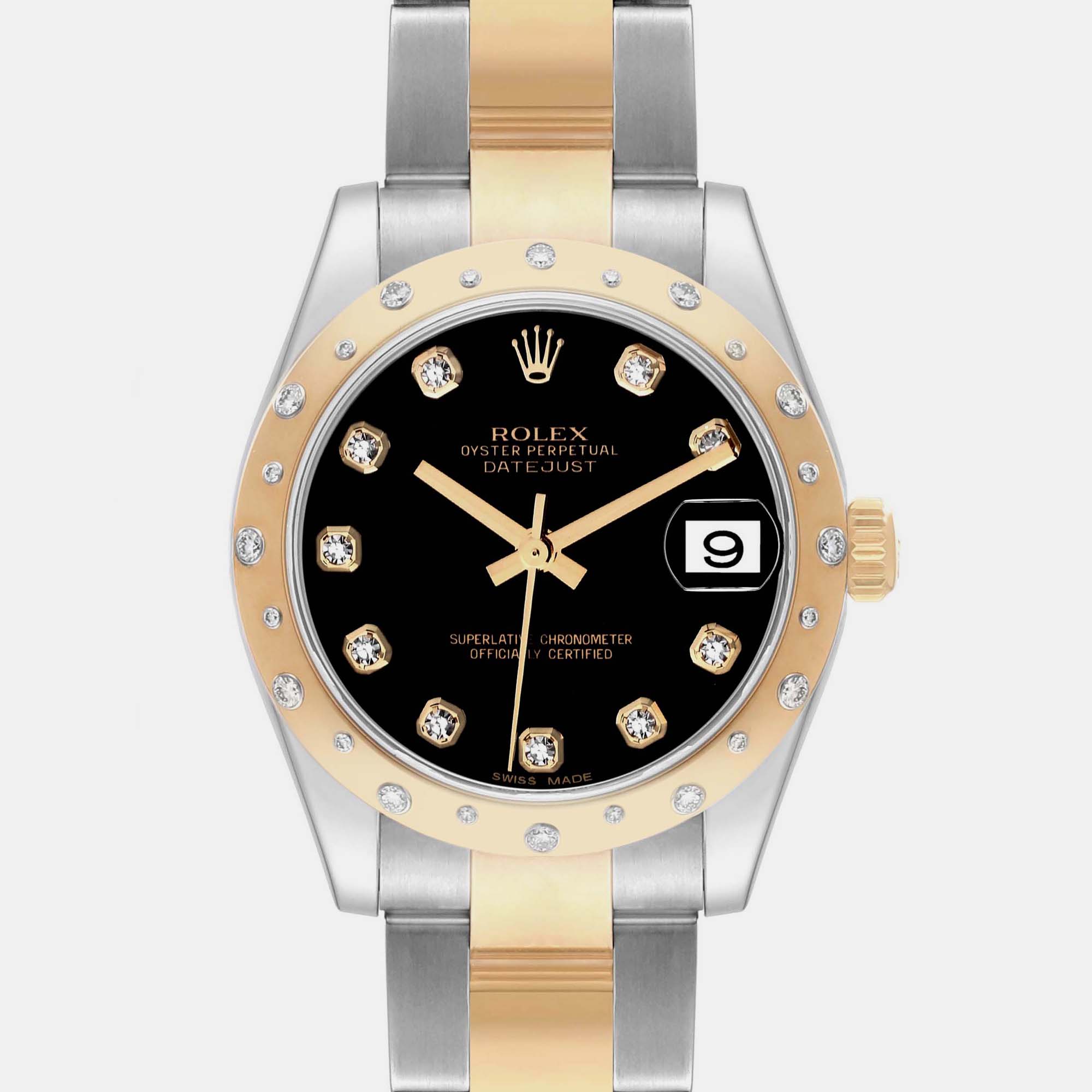 Rolex Datejust Midsize Steel Yellow Gold Diamond Ladies Watch 178343 31 Mm