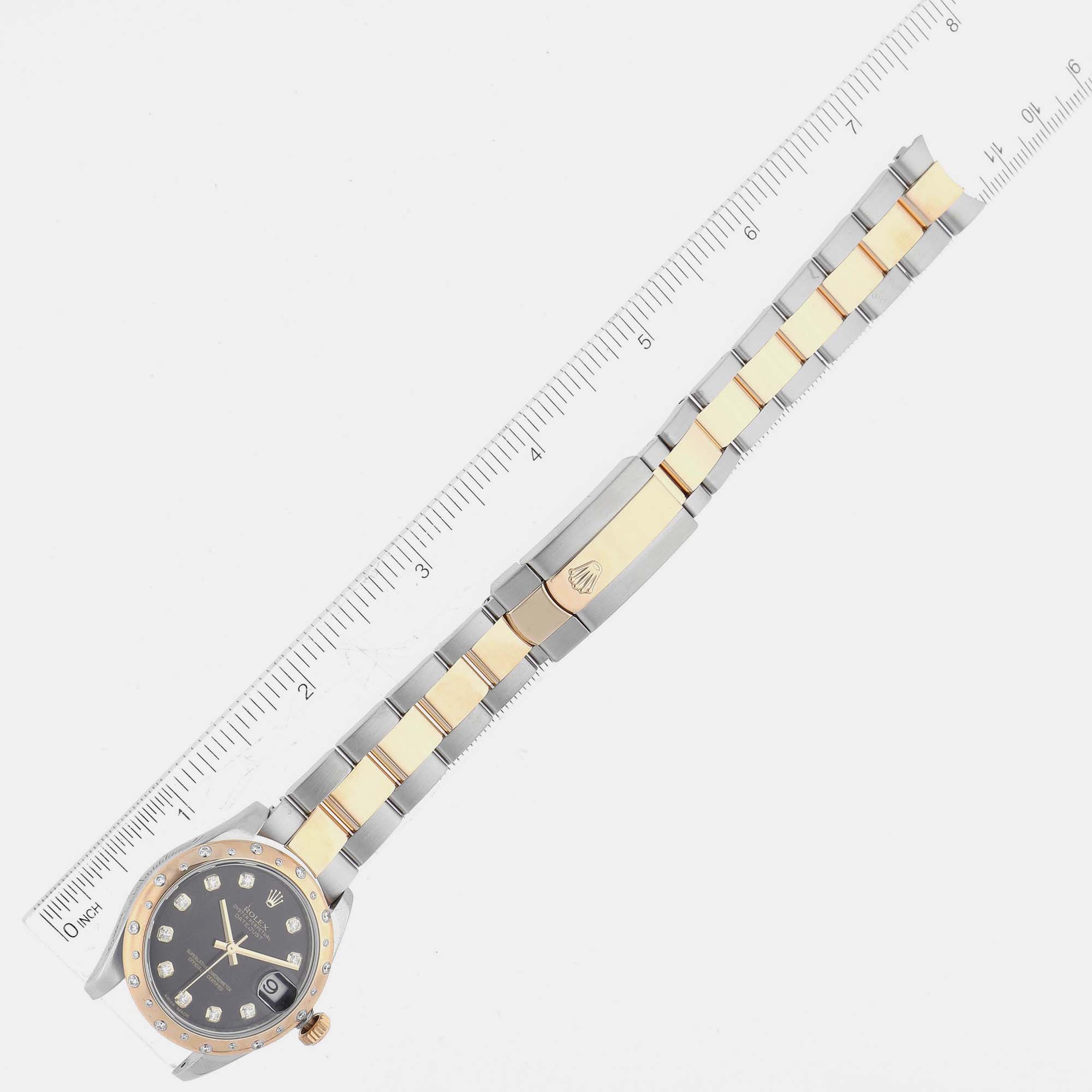 Rolex Datejust Midsize Steel Yellow Gold Diamond Ladies Watch 178343 31 Mm