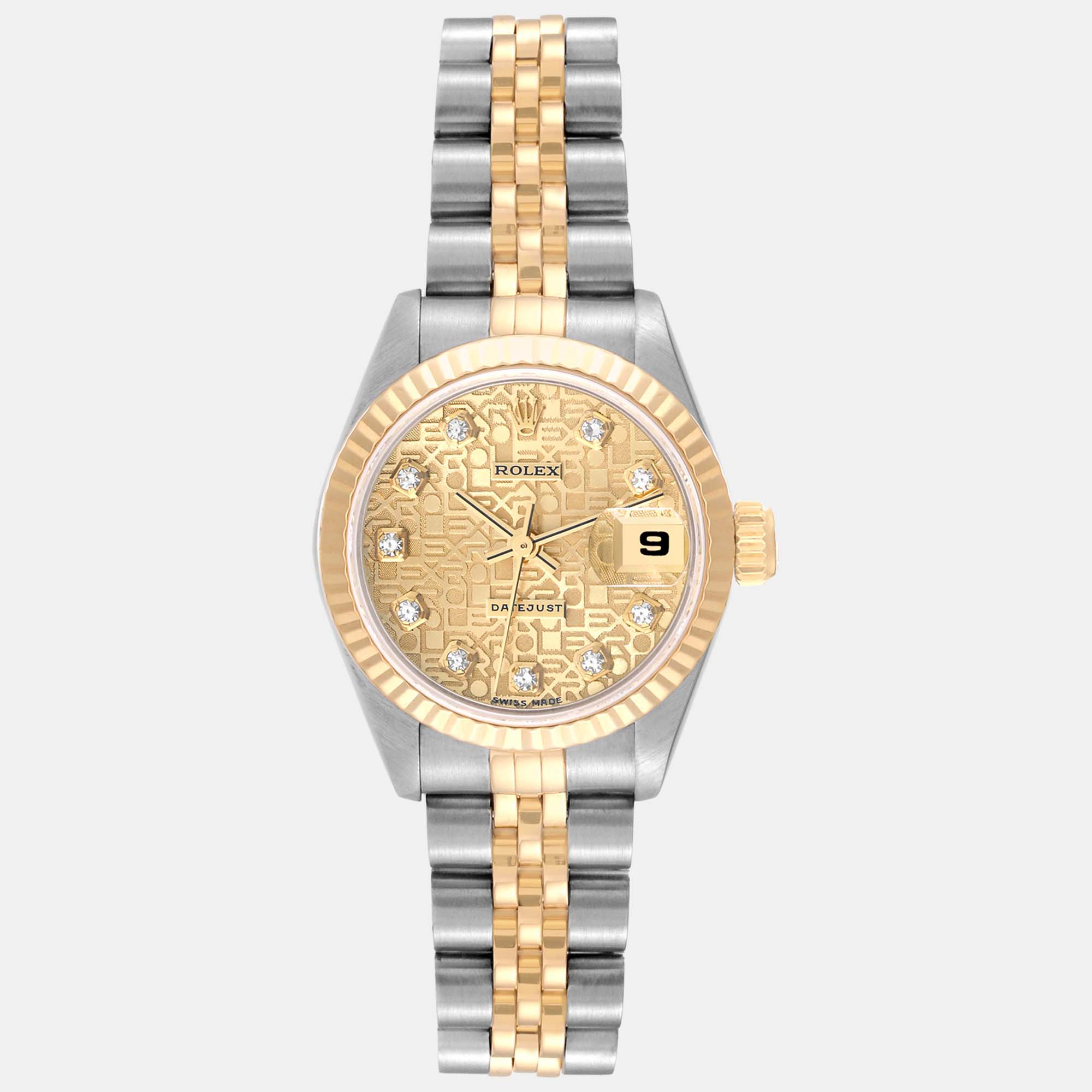 Rolex Datejust Diamond Anniversary Dial Steel Yellow Gold Ladies Watch 69173