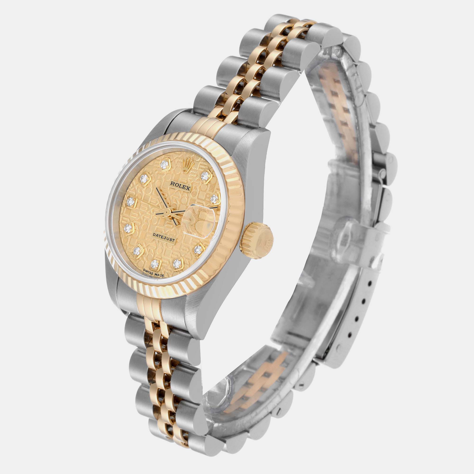 Rolex Datejust Diamond Anniversary Dial Steel Yellow Gold Ladies Watch 69173