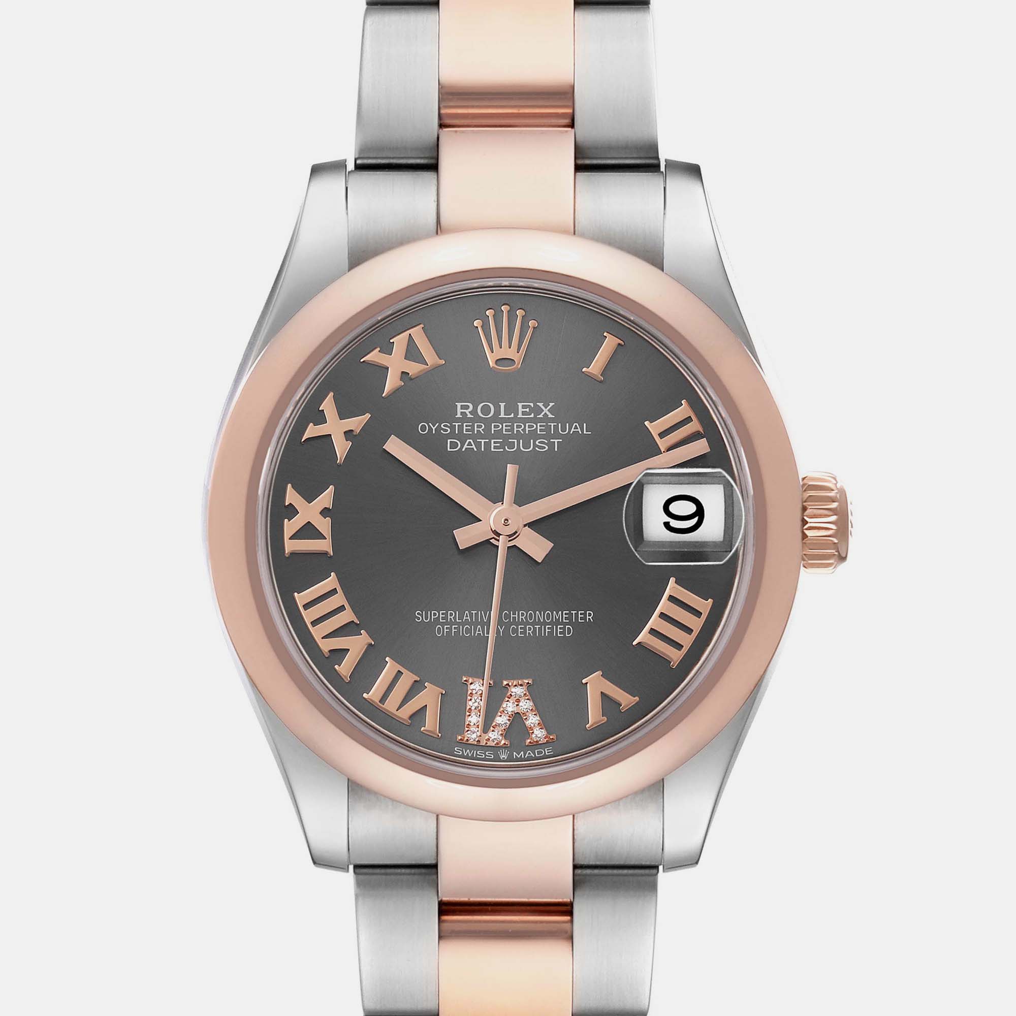 Rolex Datejust Midsize Steel Rose Gold Slate Dial Ladies Watch 278241 31 Mm